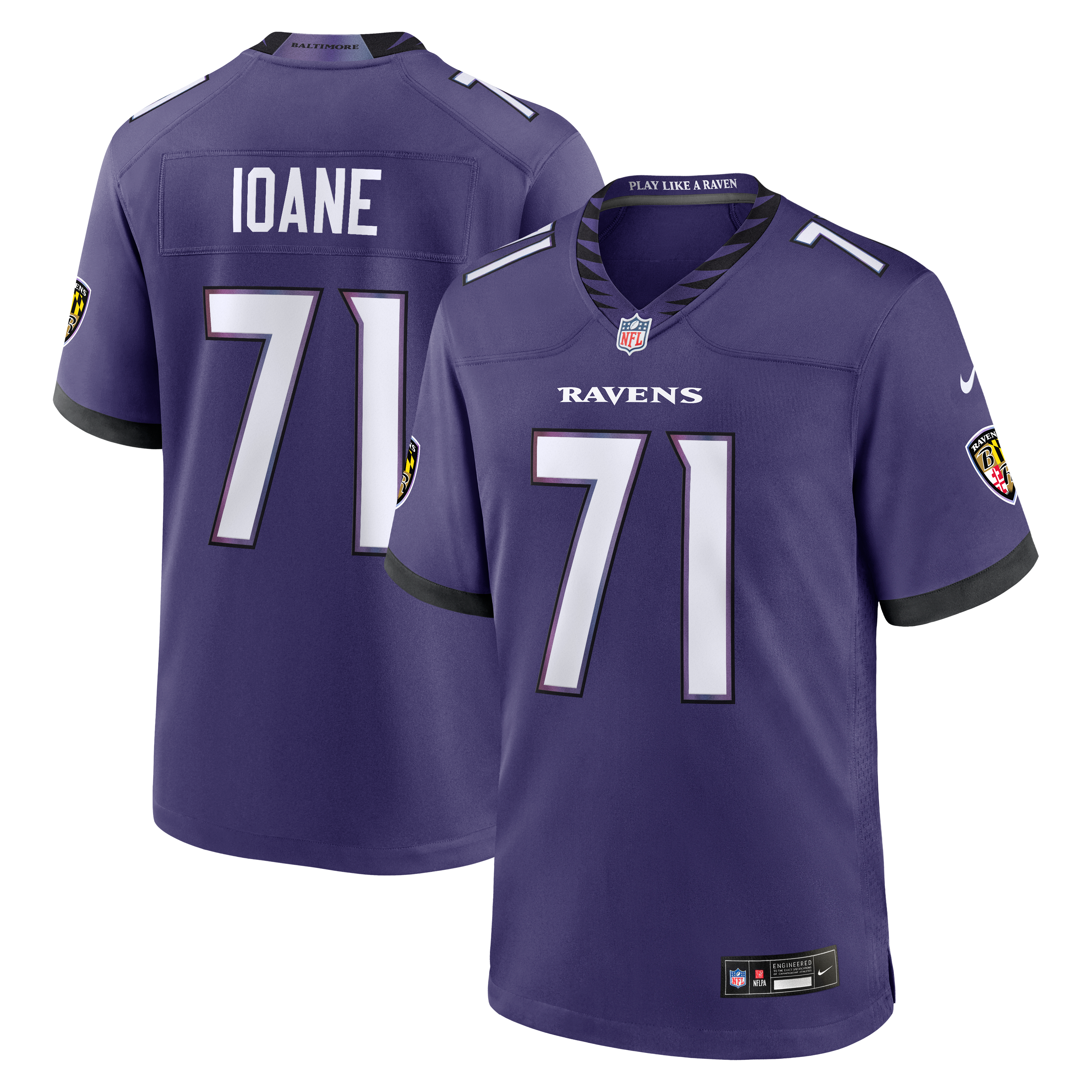 Olaivavega Ioane Baltimore Ravens Game Jersey Purple NFL Football Fan Wear
