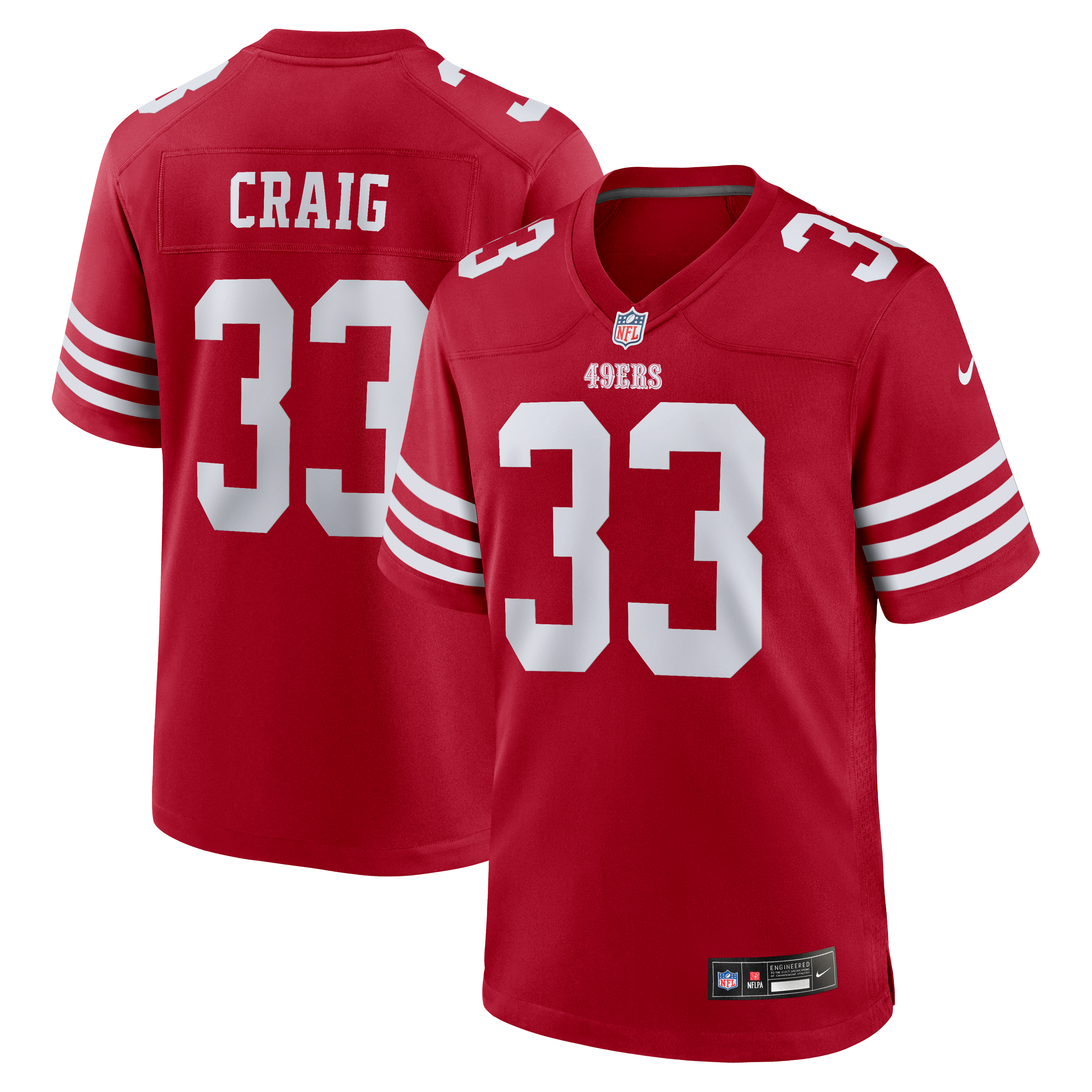 Roger Craig Retired San Francisco 49ers Game Jersey Scarlet NFL Football Fan Wear