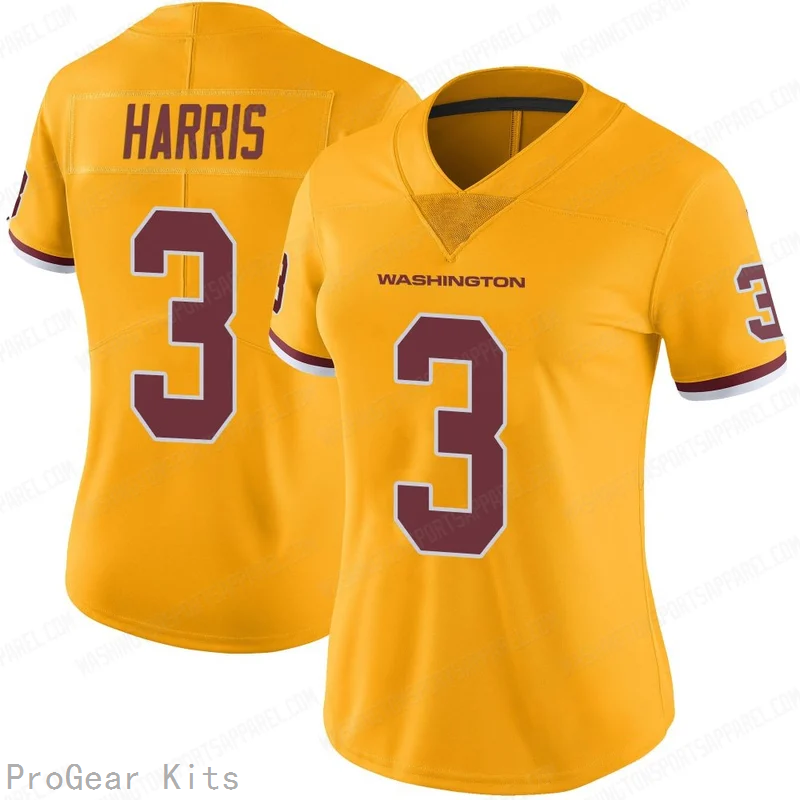 Will Harris Rush Washington Commanders Jersey No.3 Gold NFL Football Fan Wear