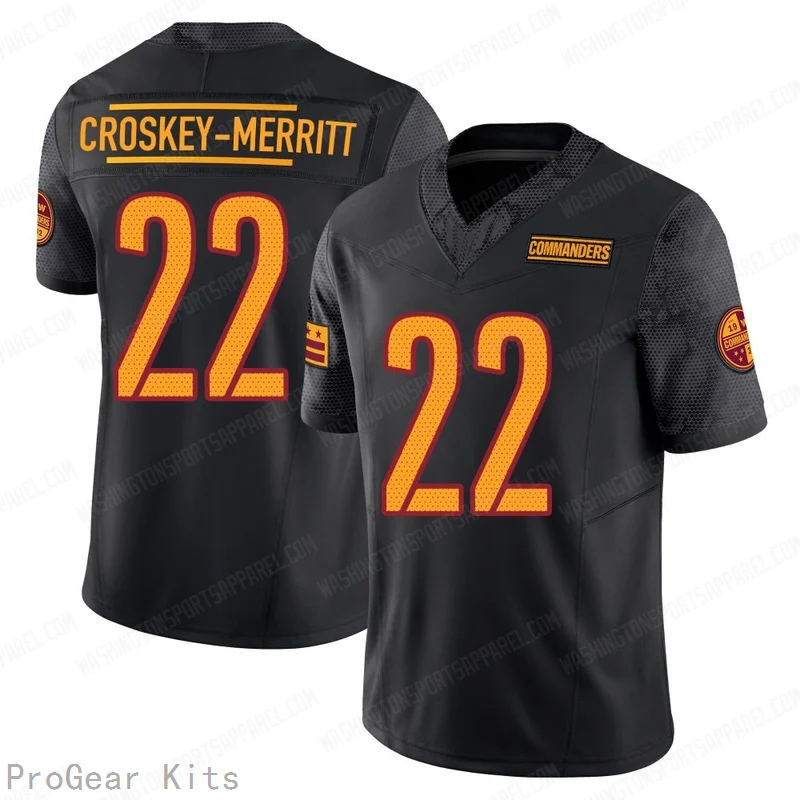 Jacory Croskey Merritt Washington Commanders Alternate Jersey No.22 Black NFL Football Fan Wear Jacory Croskey Merritt