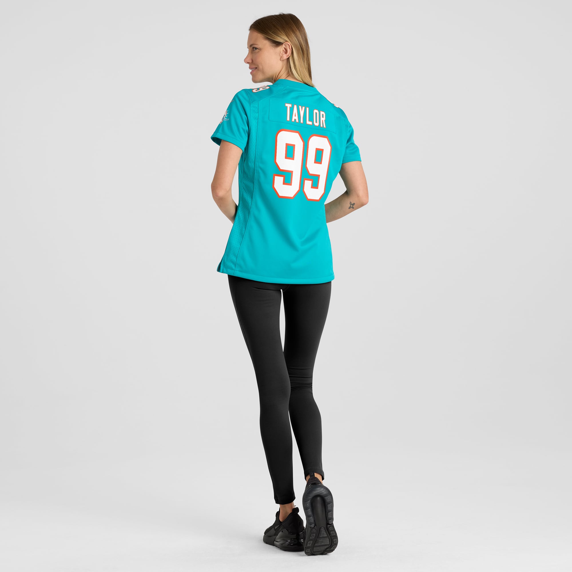 Retired Jason Taylor Miami Dolphins Player Jersey Aqua NFL Football Fan Wear Retired Jason Taylor
