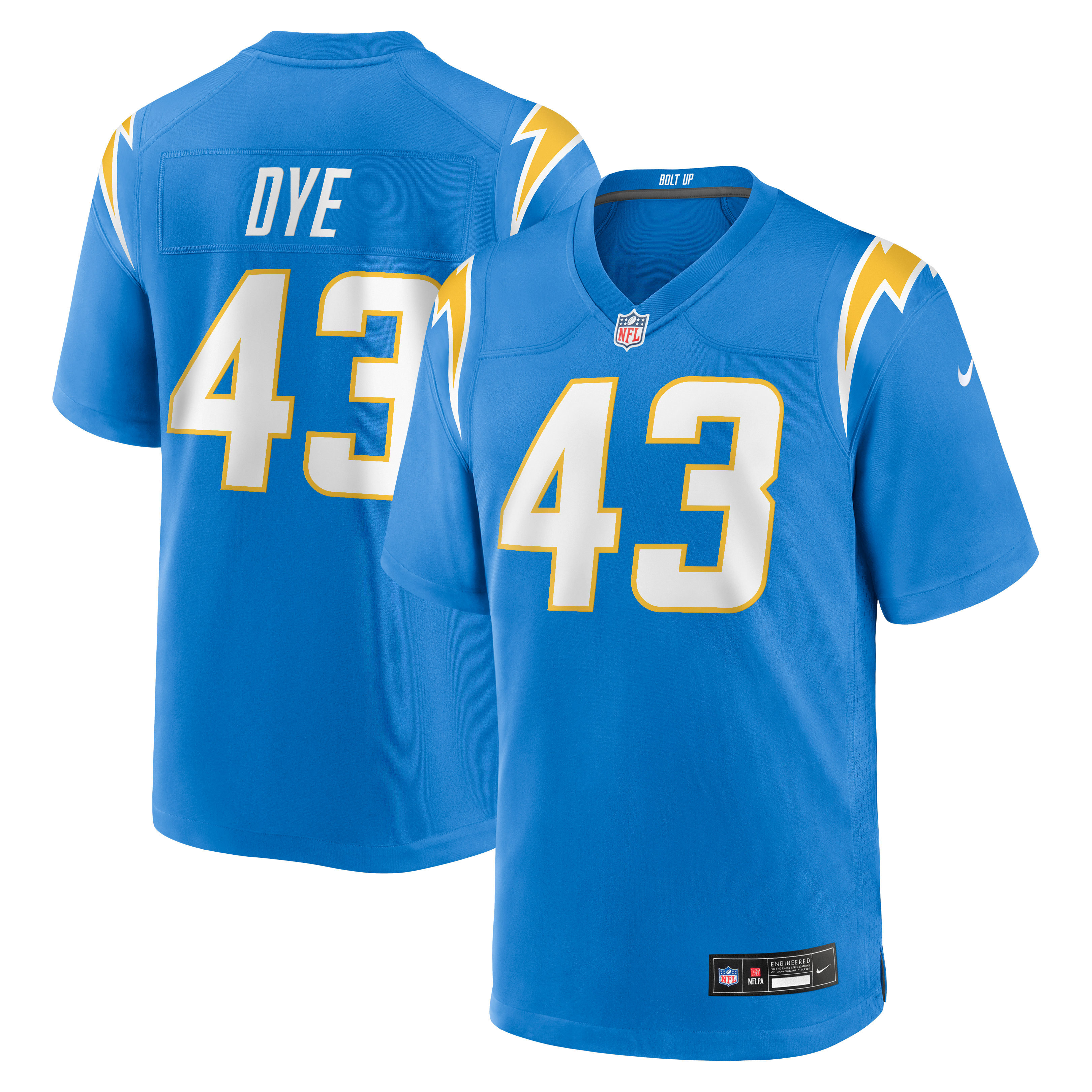 Troy Dye Los Angeles Chargers Game Jersey Powder Blue NFL Football Fan Wear Troy Dye
