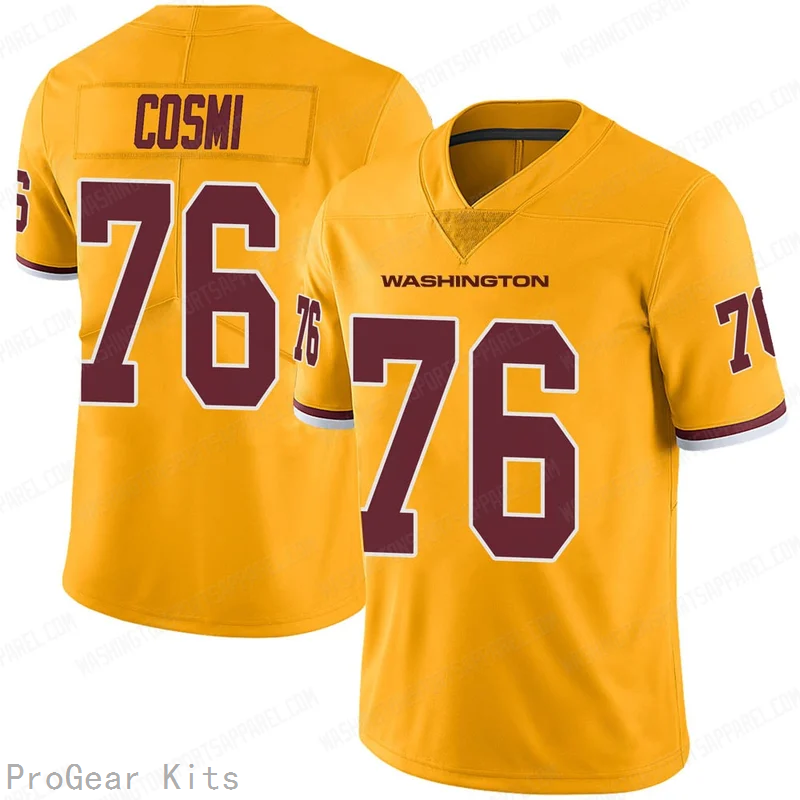 Sam Cosmi Rush Washington Commanders Legend Jersey No.76 Gold NFL Football Fan Wear Sam Cosmi Rush