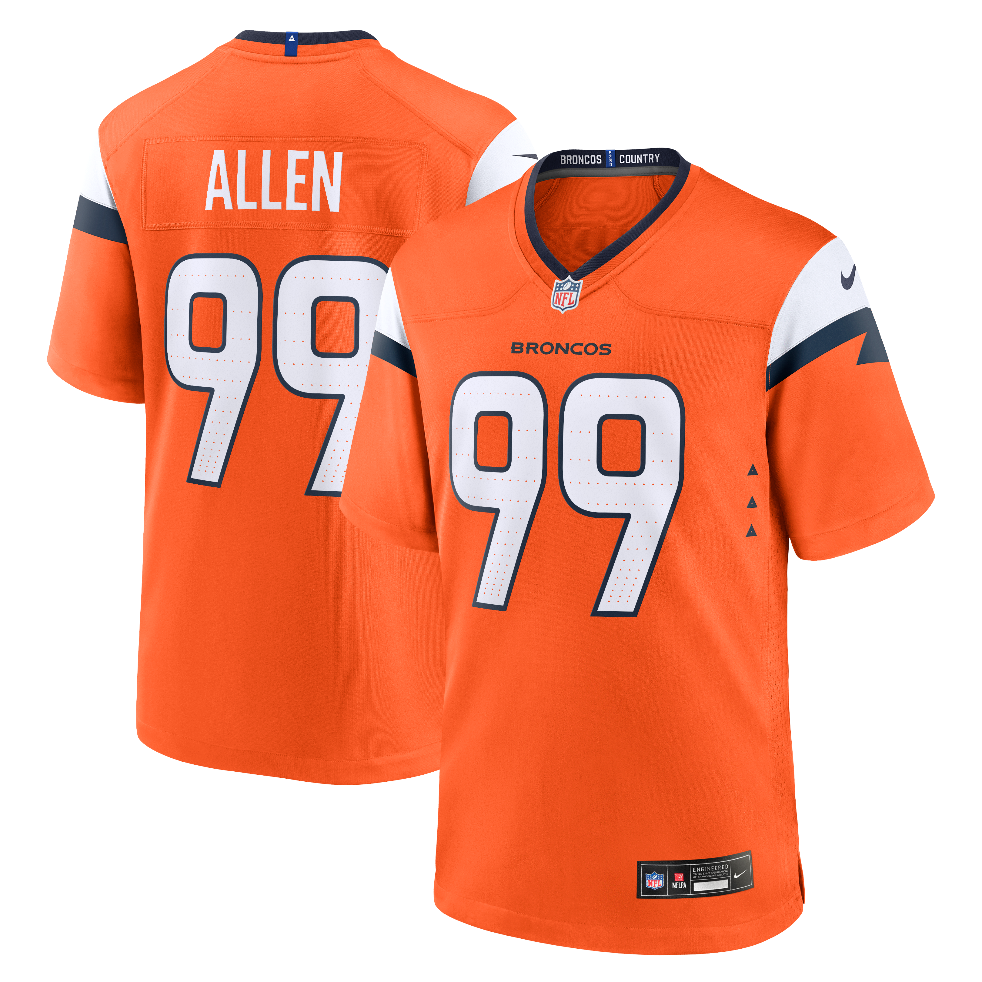 Zach Allen Denver Broncos Game Jersey Orange NFL Football Fan Wear