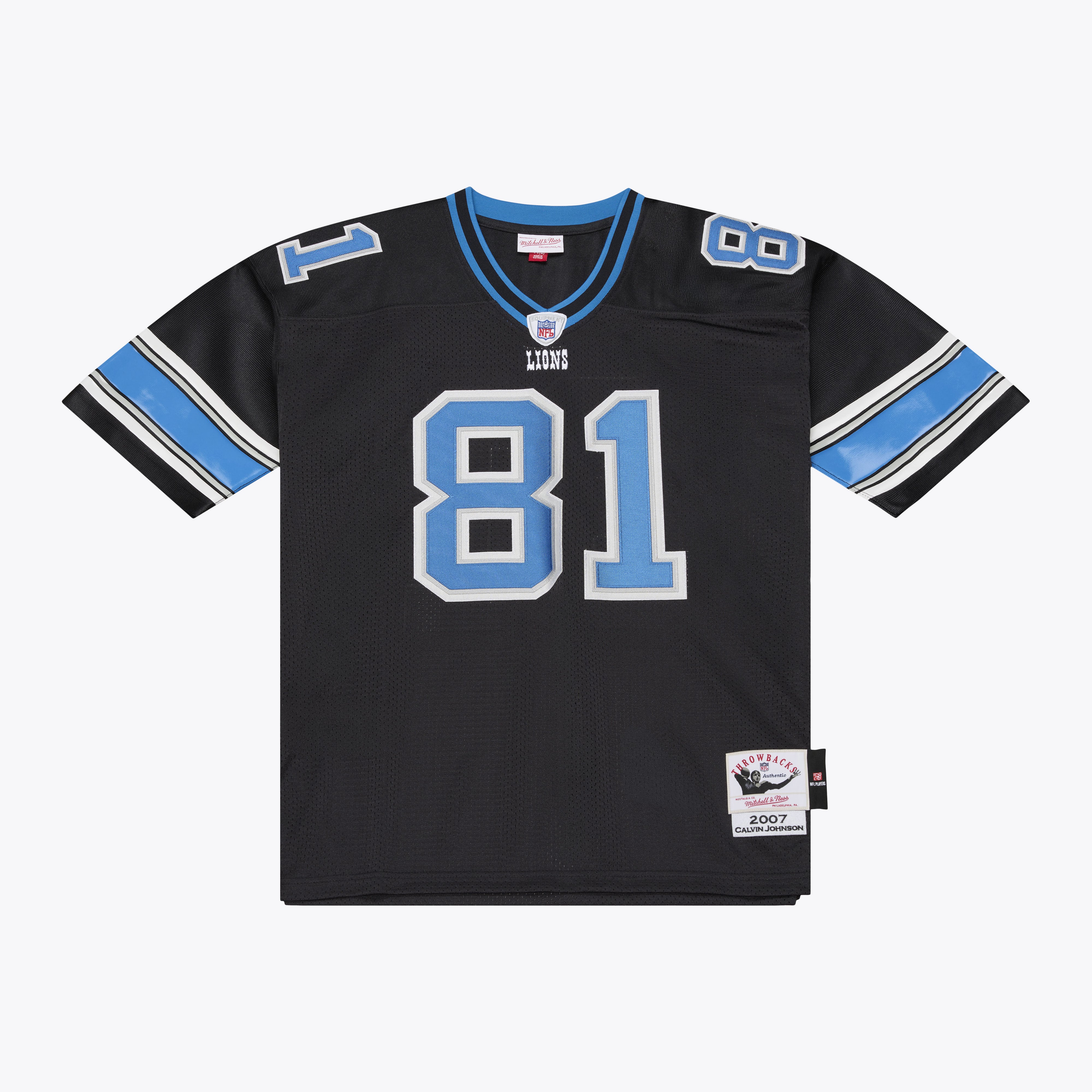 Calvin Johnson Mitchell Detroit Lions Throwback Jersey Black NFL Football Fan Wear