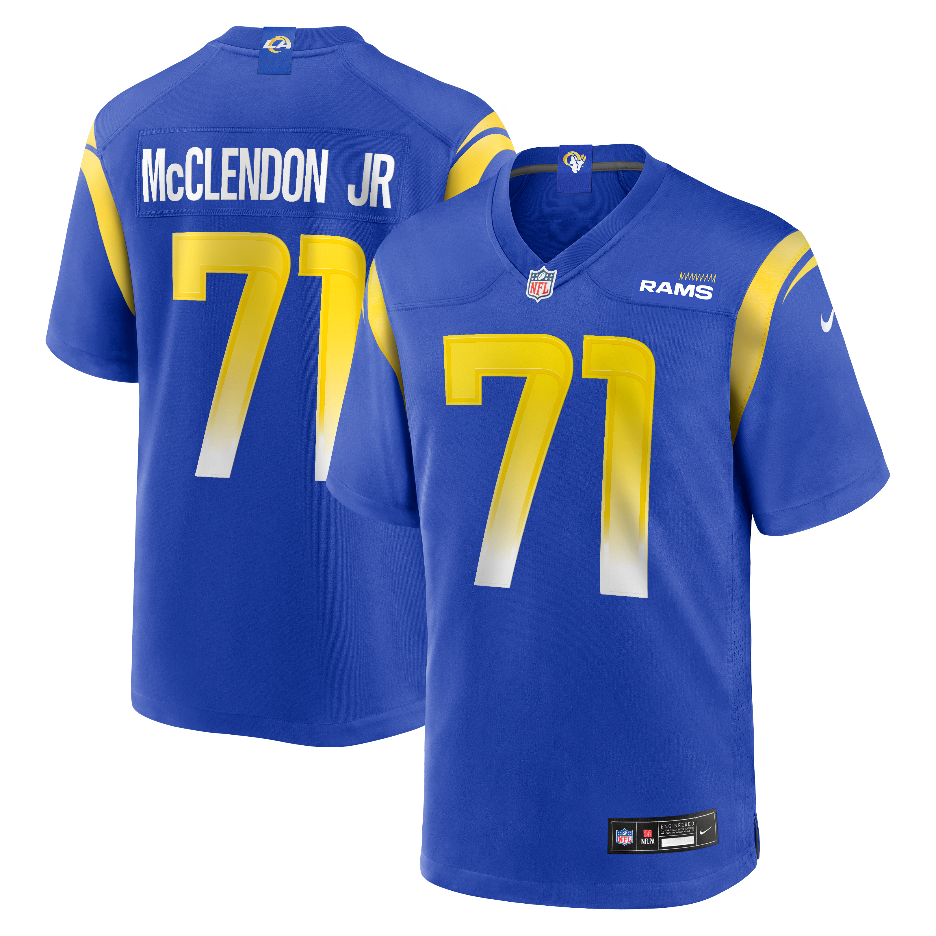 Warren McClendon Jr Los Angeles Rams Game Jersey Royal NFL Football Fan Wear Warren McClendon Jr