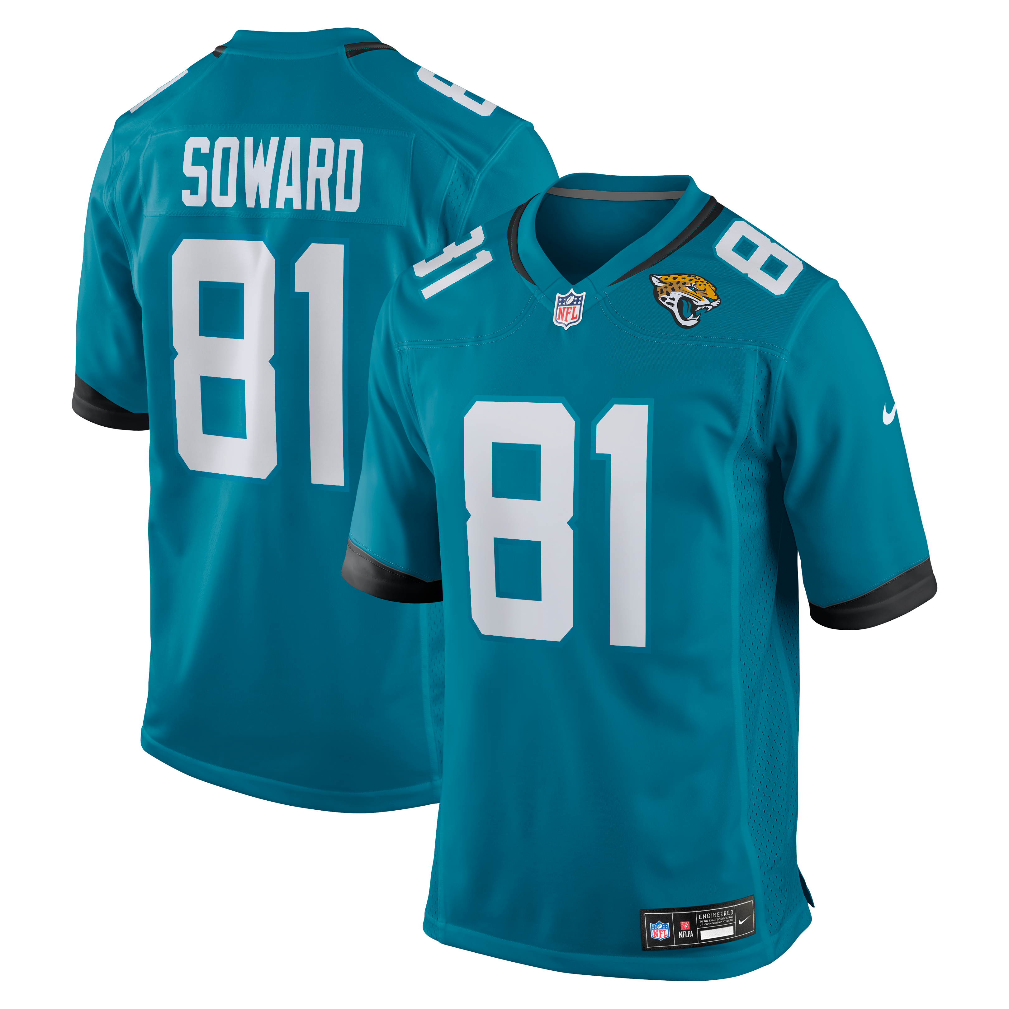 Jay Soward Retired Jacksonville Jaguars Game Jersey Teal NFL Football Fan Wear Jay Soward Retired