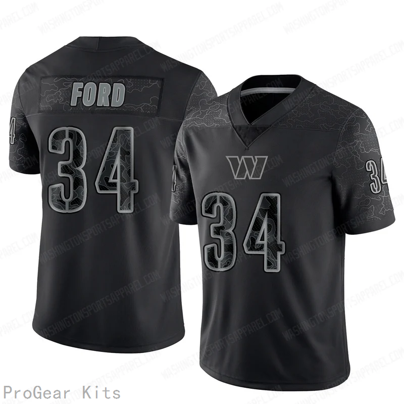 Jerome Ford Washington Commanders Jersey No.34 Reflective NFL Football Fan Wear Jerome Ford