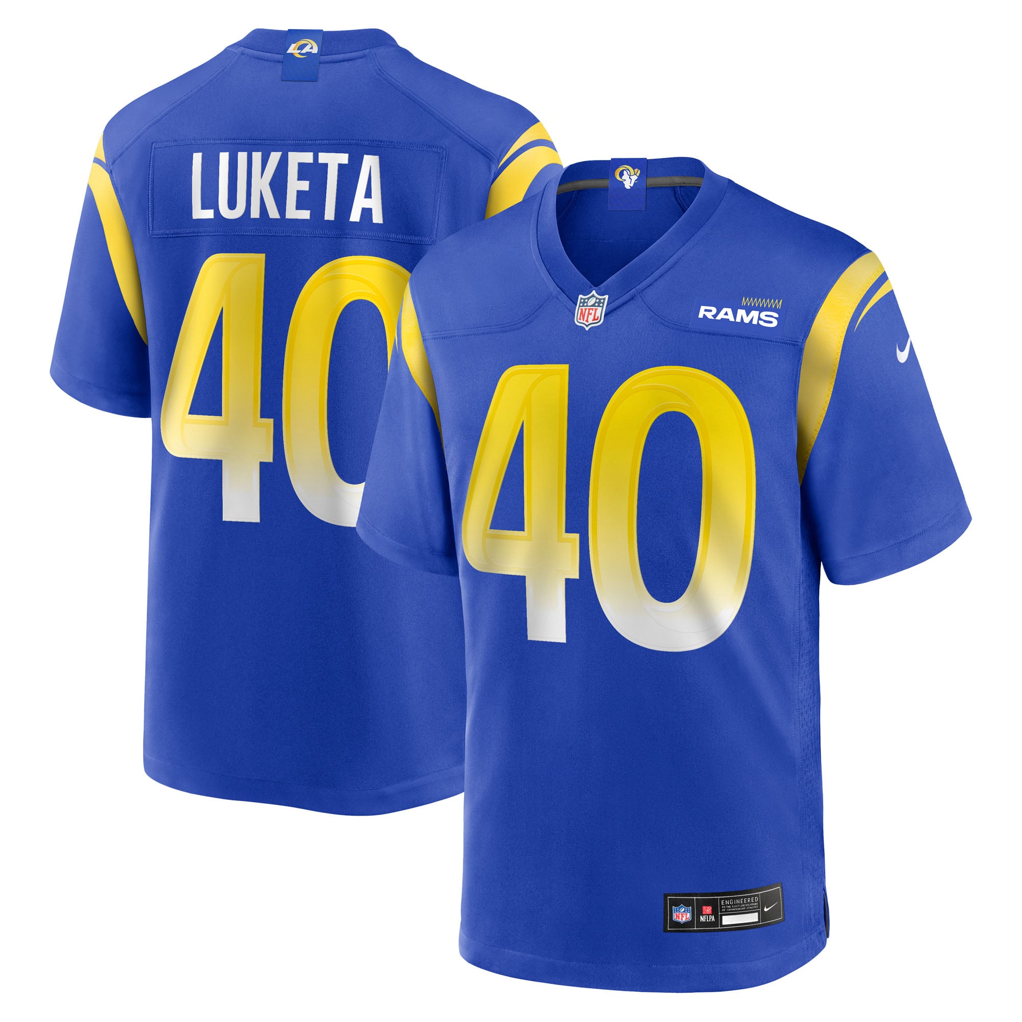 Jesse Luketa Los Angeles Rams Game Jersey Royal NFL Football Fan Wear Jesse Luketa