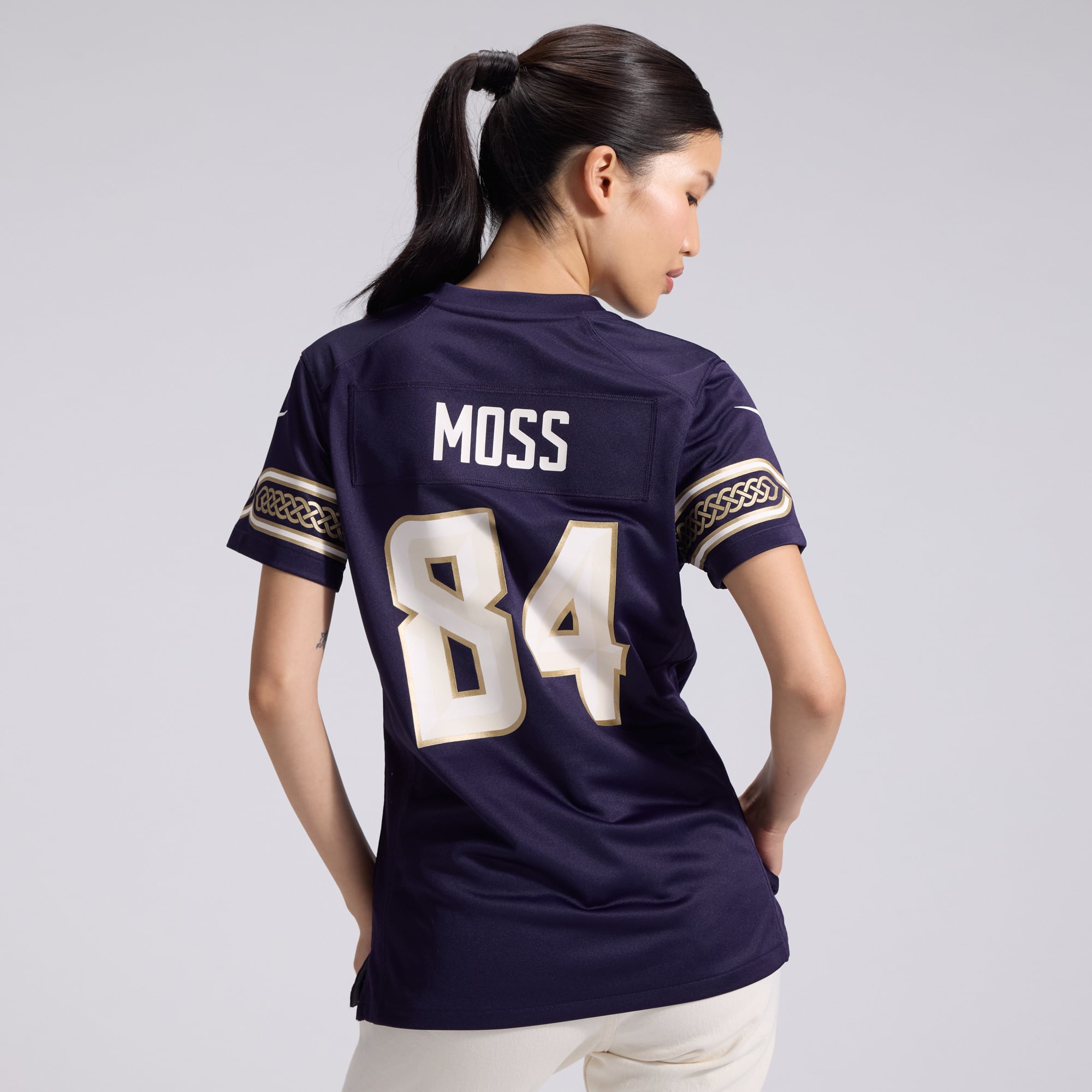 Retired Randy Moss Minnesota Vikings Player Jersey Purple NFL Football Fan Wear