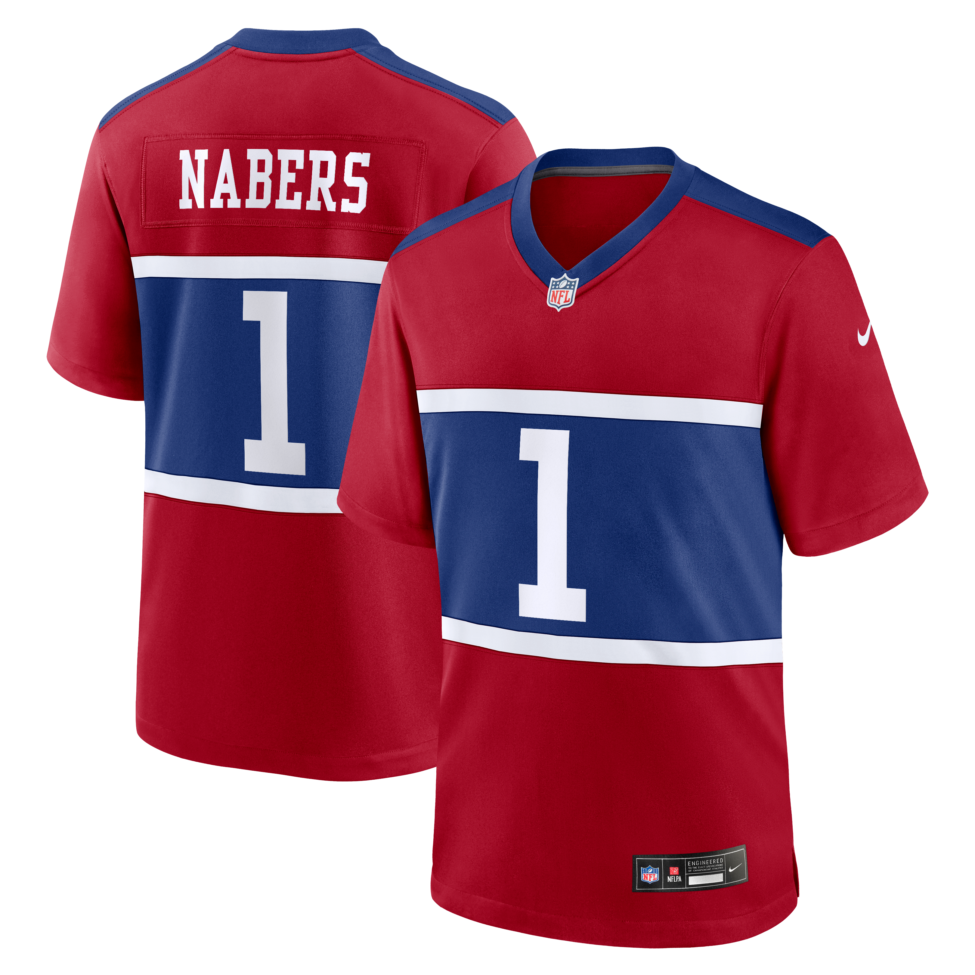 Malik Nabers Century New York Giants Game Jersey Red NFL Football Fan Wear Malik Nabers Century