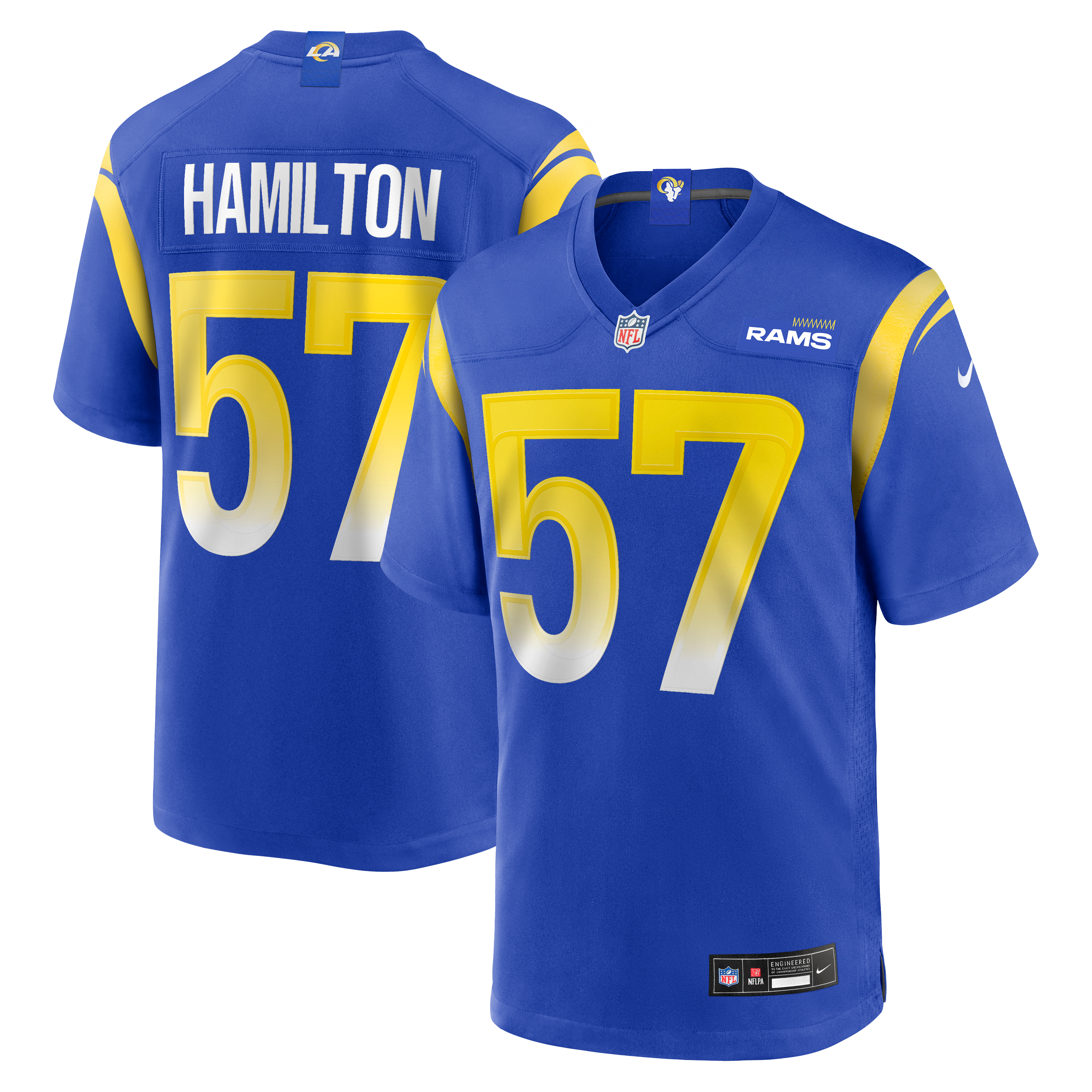 Ty Hamilton Los Angeles Rams Game Jersey Royal NFL Football Fan Wear Ty Hamilton