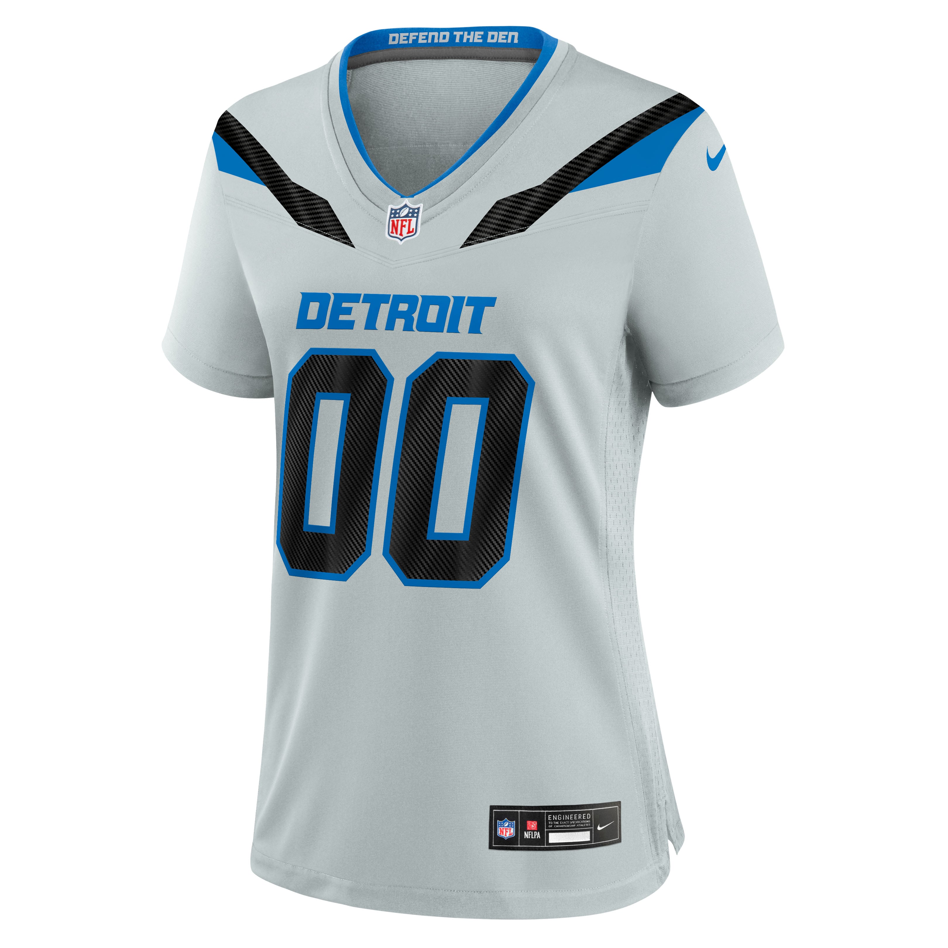 Detroit Lions Custom Jersey Silver NFL Football Fan Wear Custom Number