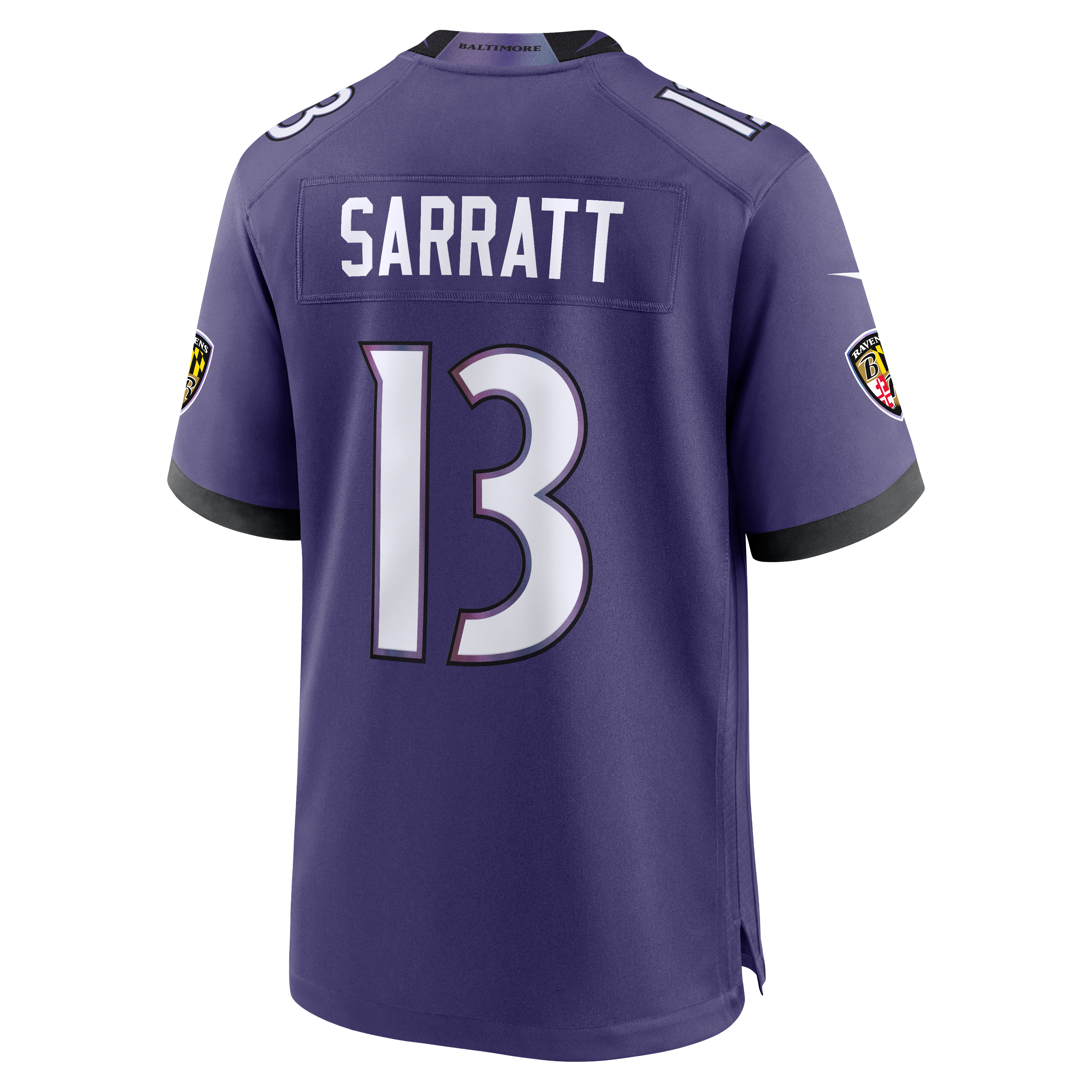Elijah Sarratt Baltimore Ravens Game Jersey Purple NFL Football Fan Wear Elijah Sarratt