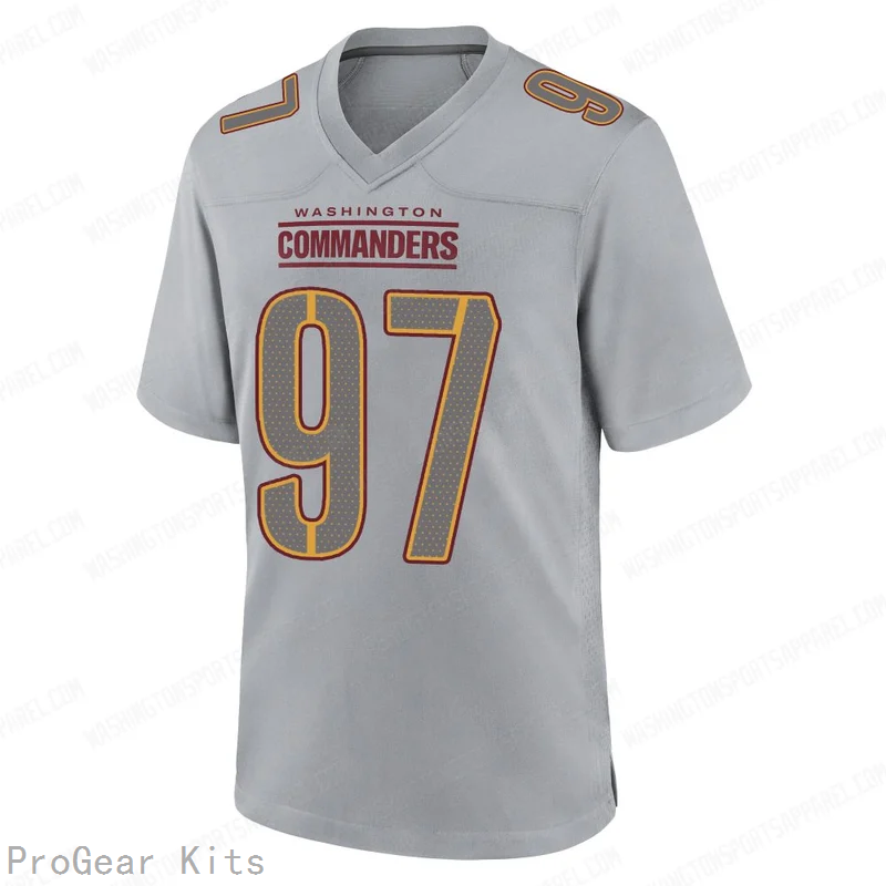 Eddie Goldman Atmosphere Washington Commanders Game Jersey No.97 Gray NFL Football Fan Wear Eddie Goldman Atmosphere
