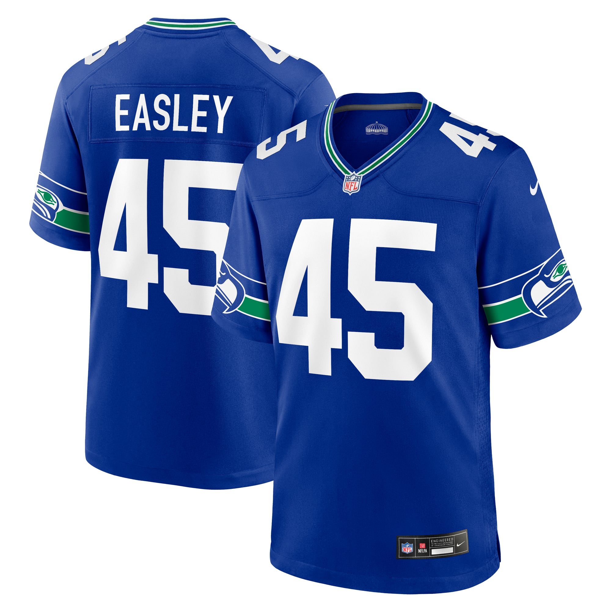 Kenny Easley Retired Seattle Seahawks Game Jersey Royal NFL Football Fan Wear Kenny Easley Retired