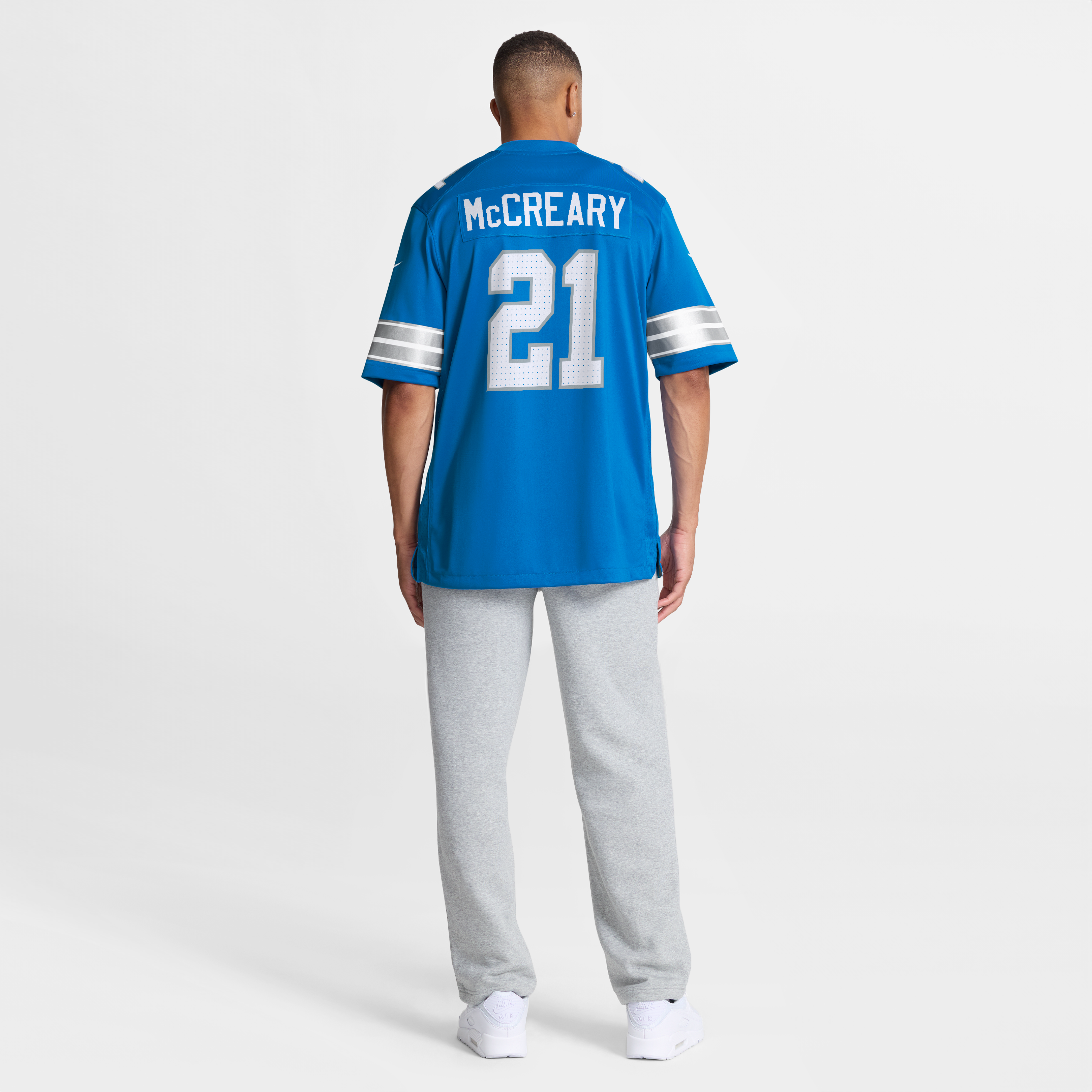 Roger McCreary Detroit Lions Game Jersey Blue NFL Football Fan Wear