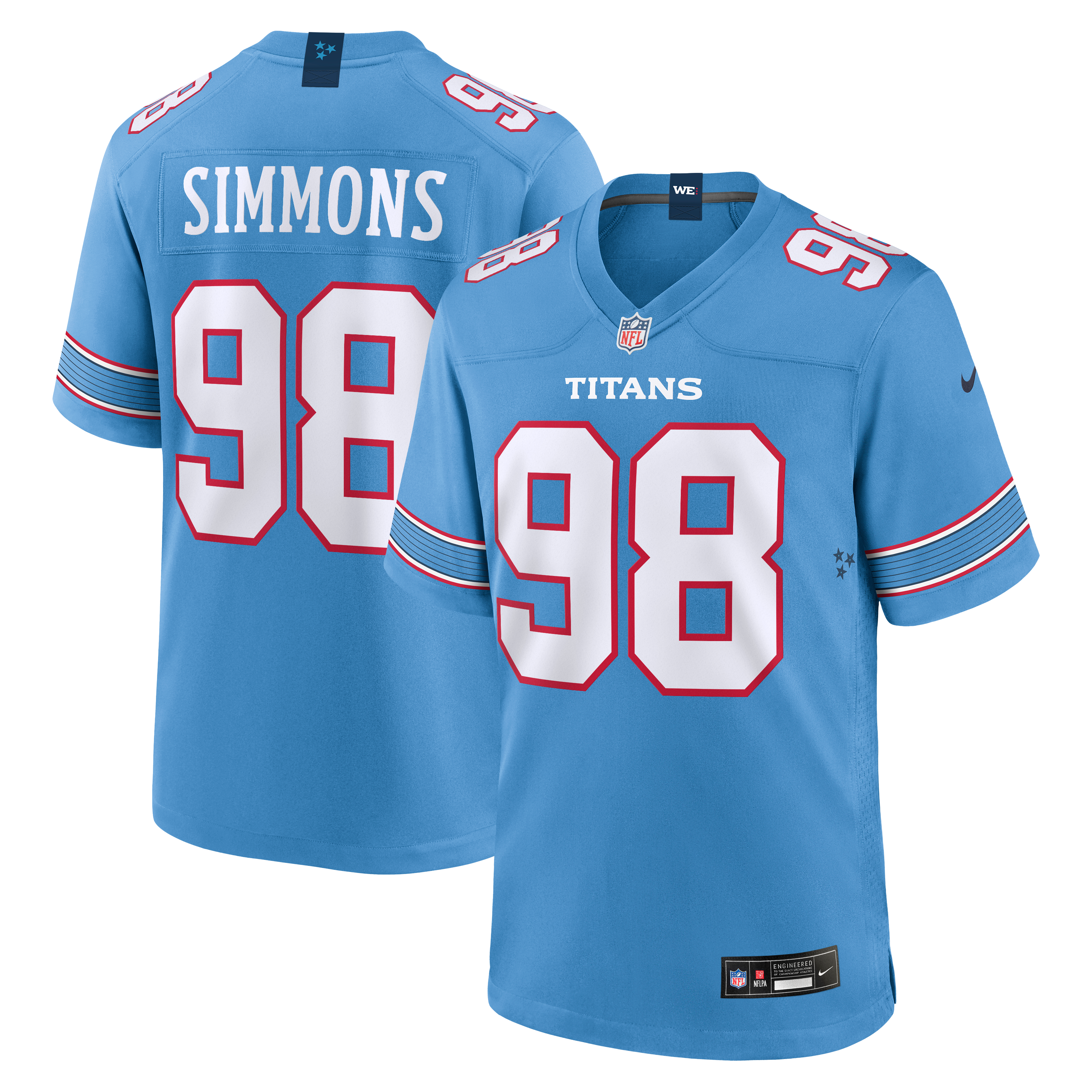 Jeffery Simmons Tennessee Titans Game Jersey Light Blue NFL Football Fan Wear