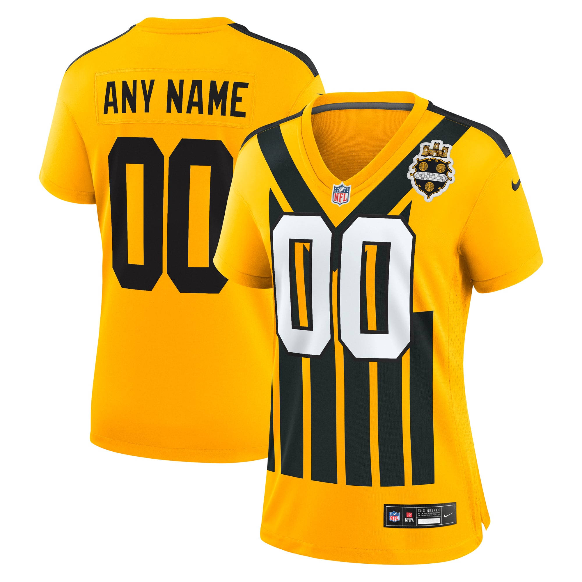 Pittsburgh Steelers Alternate Jersey Gold NFL Football Fan Wear Custom Number