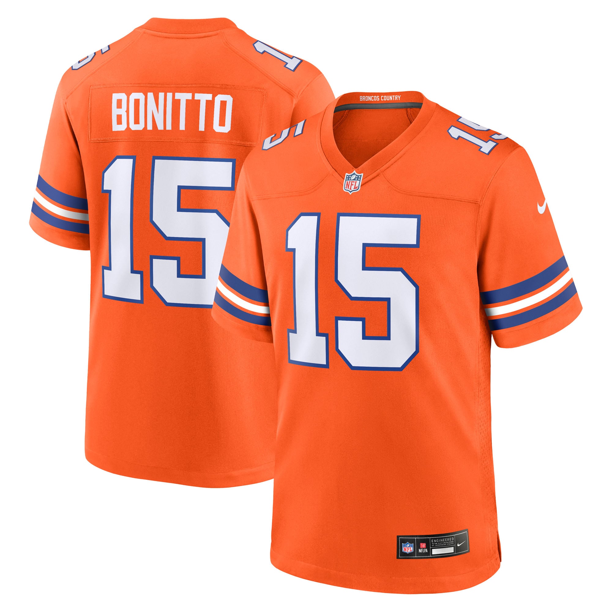 Nik Bonitto Denver Broncos Game Jersey Orange NFL Football Fan Wear