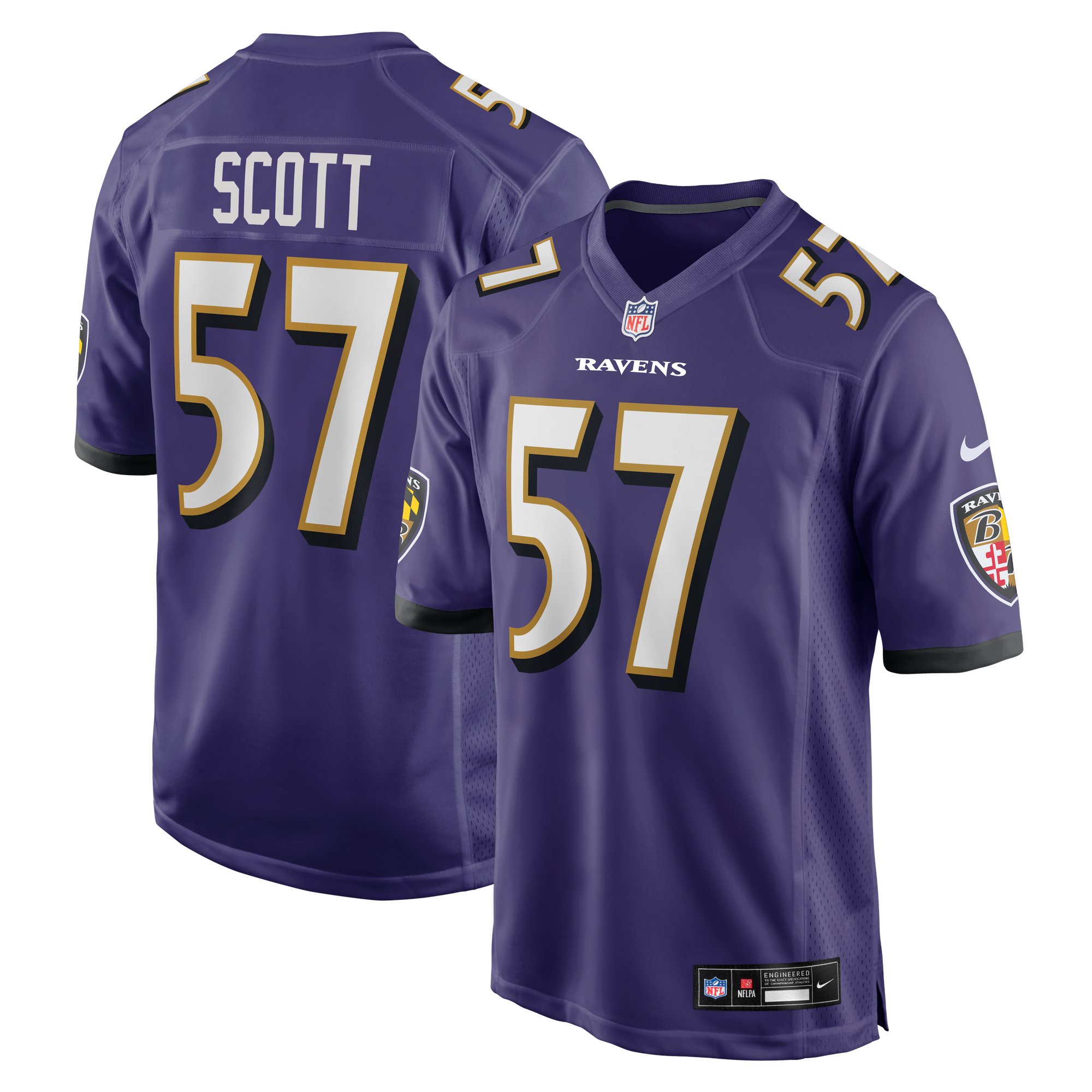 Retired Bart Scott Baltimore Ravens Player Jersey Purple NFL Football Fan Wear