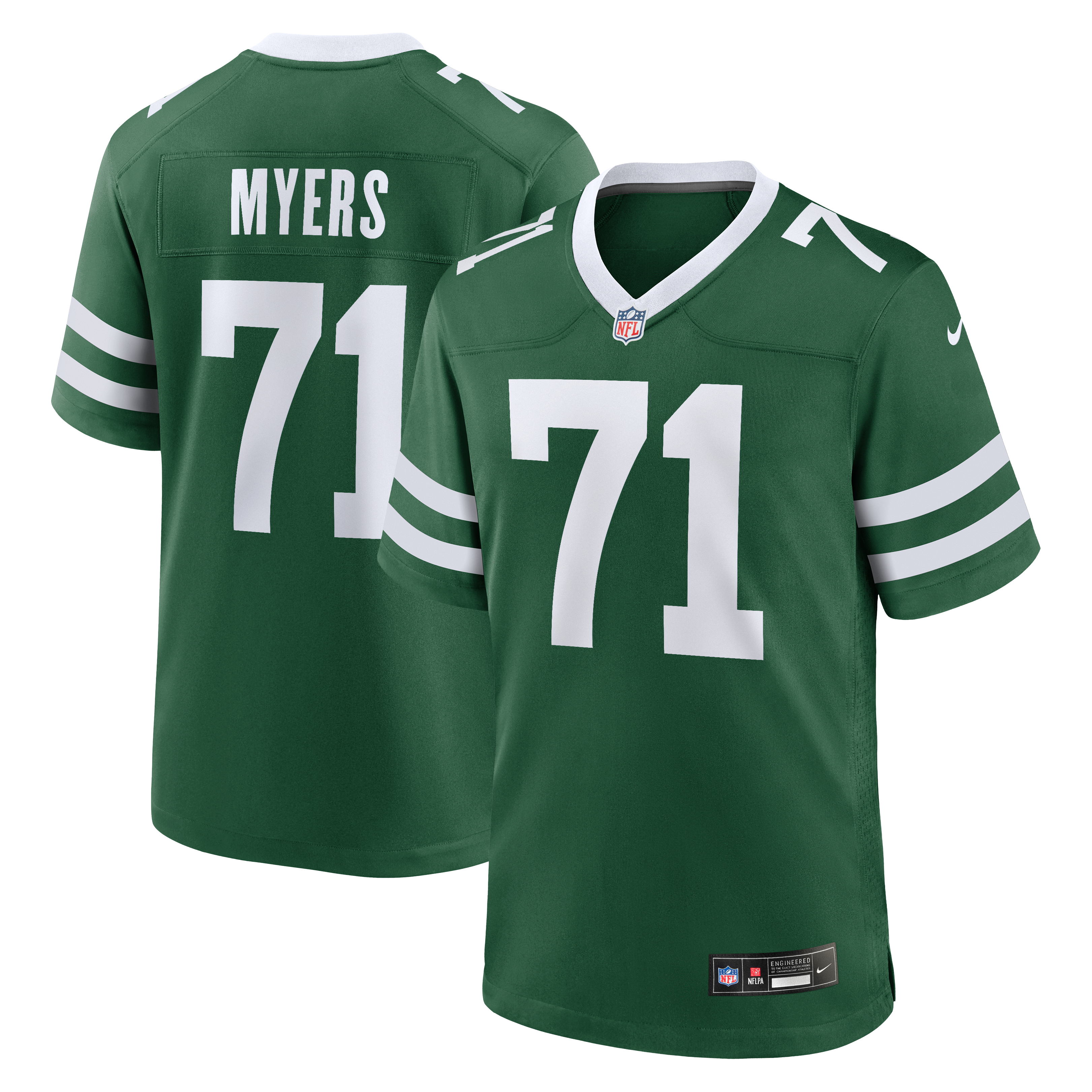 Josh Myers New York Jets Game Jersey Green NFL Football Fan Wear