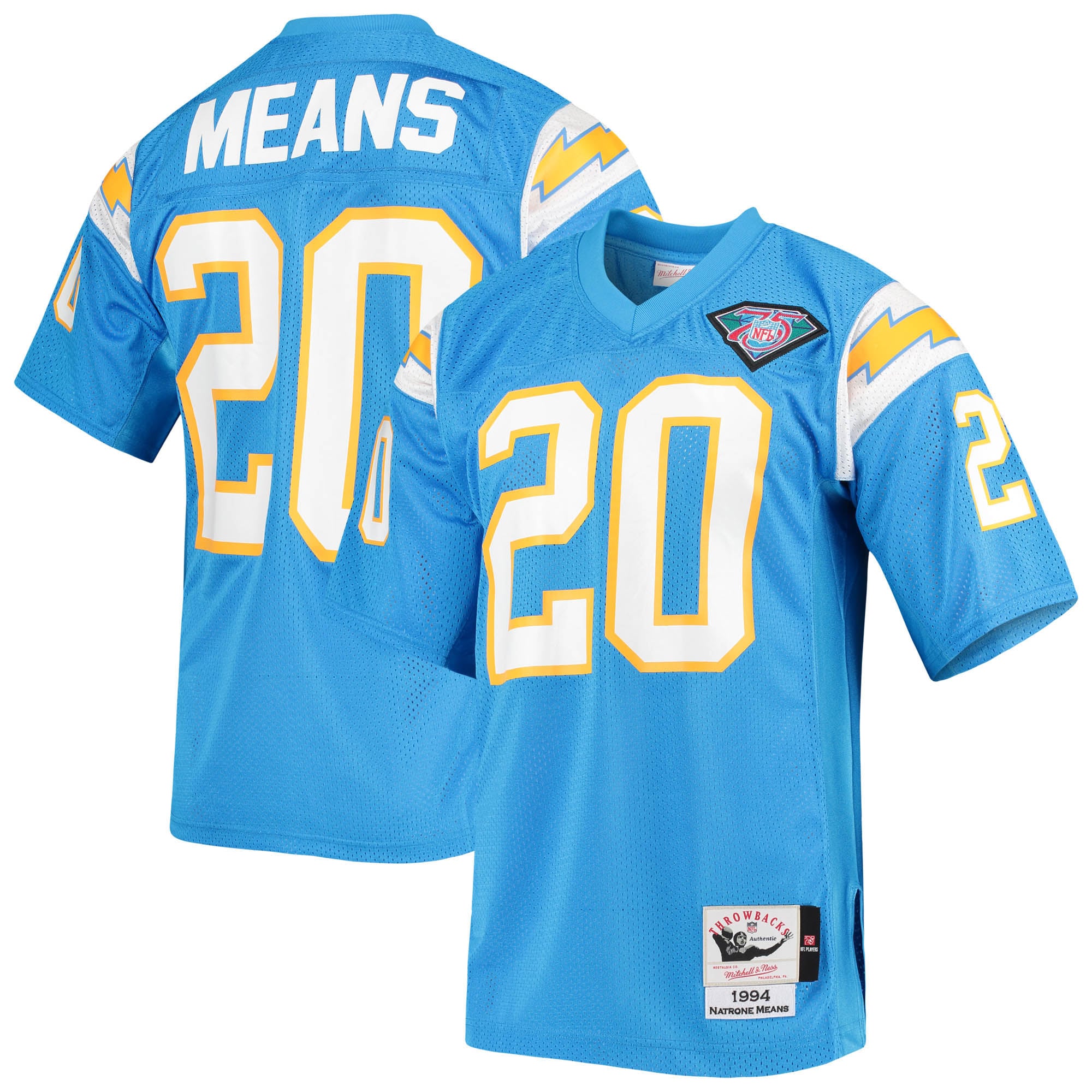 Retired Natrone Means Los Angeles Chargers Player Jersey NFL Football Fan Wear