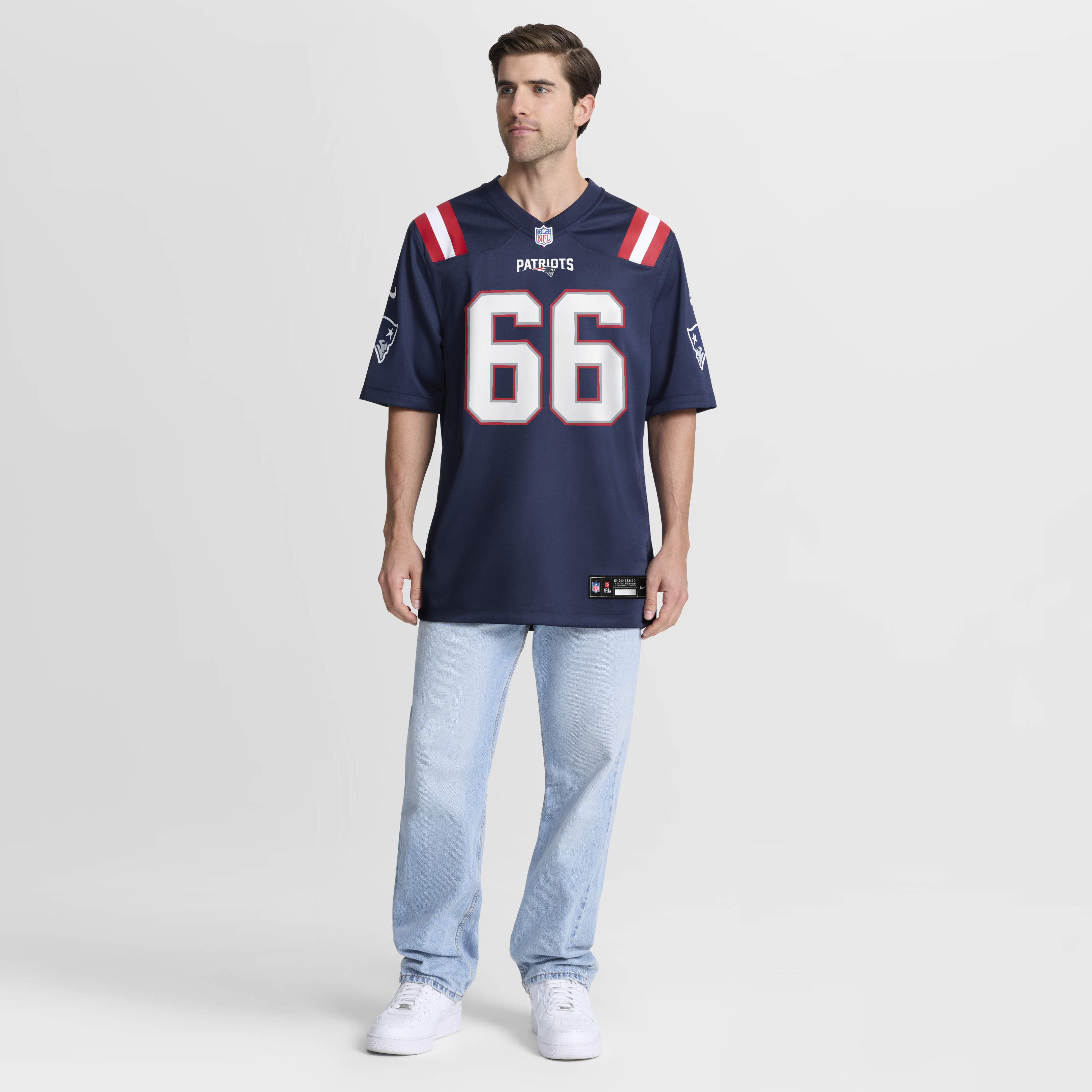Will Campbell New England Patriots Game Jersey Navy NFL Football Fan Wear