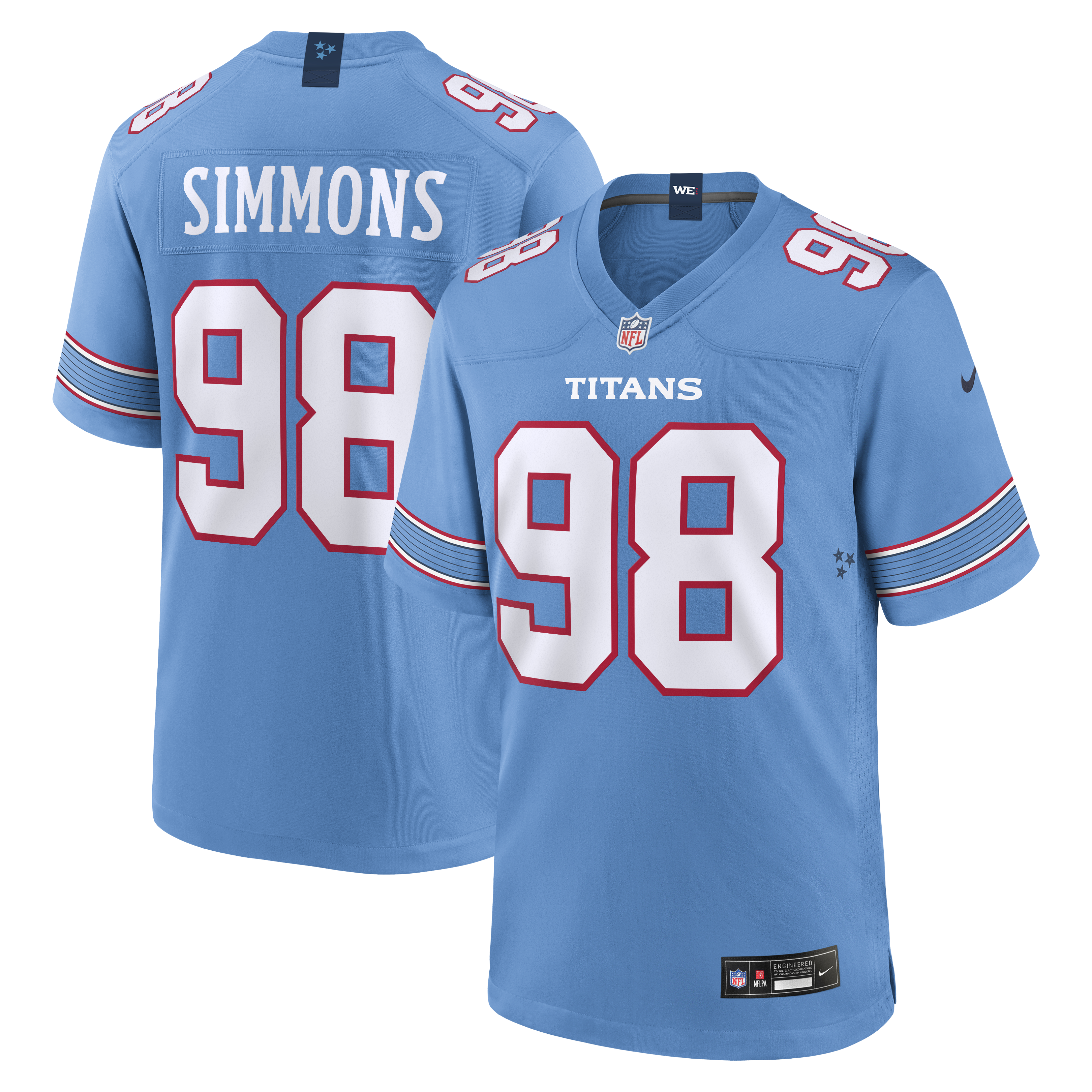 Jeffery Simmons Tennessee Titans Game Jersey Light Blue NFL Football Fan Wear