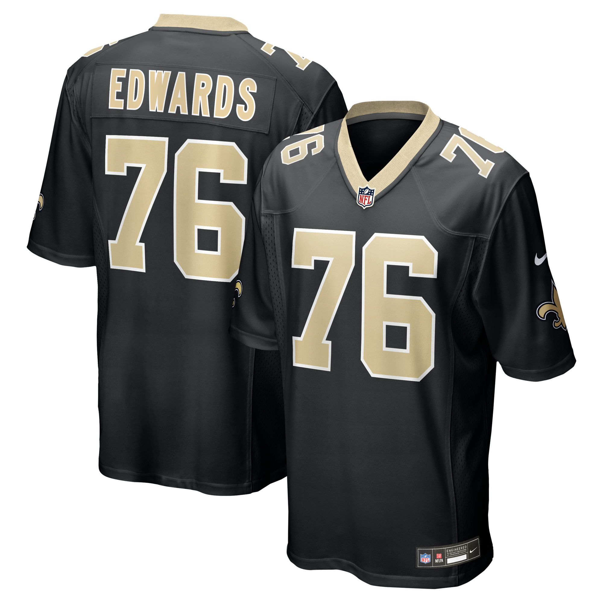 David Edwards New Orleans Saints Game Jersey Black NFL Football Fan Wear