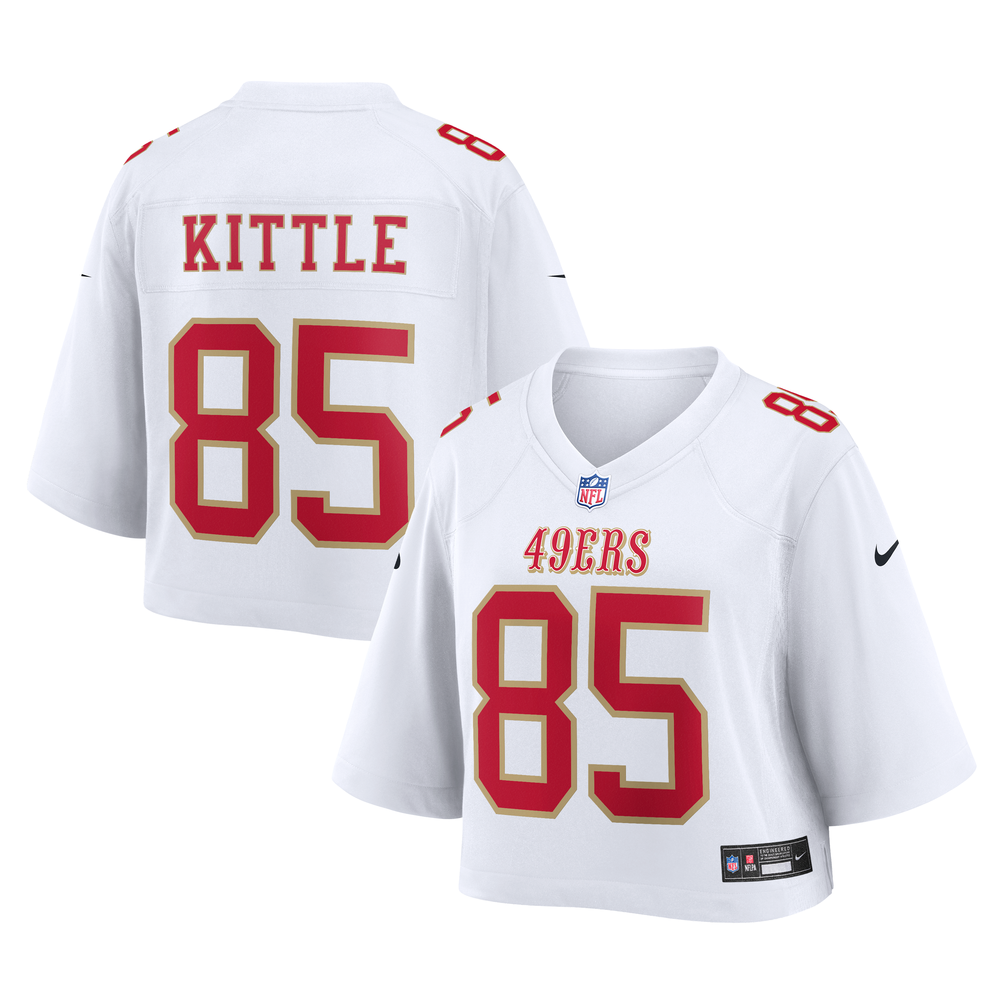 Cropped George Kittle San Francisco 49ers Game Jersey White NFL Football Fan Wear