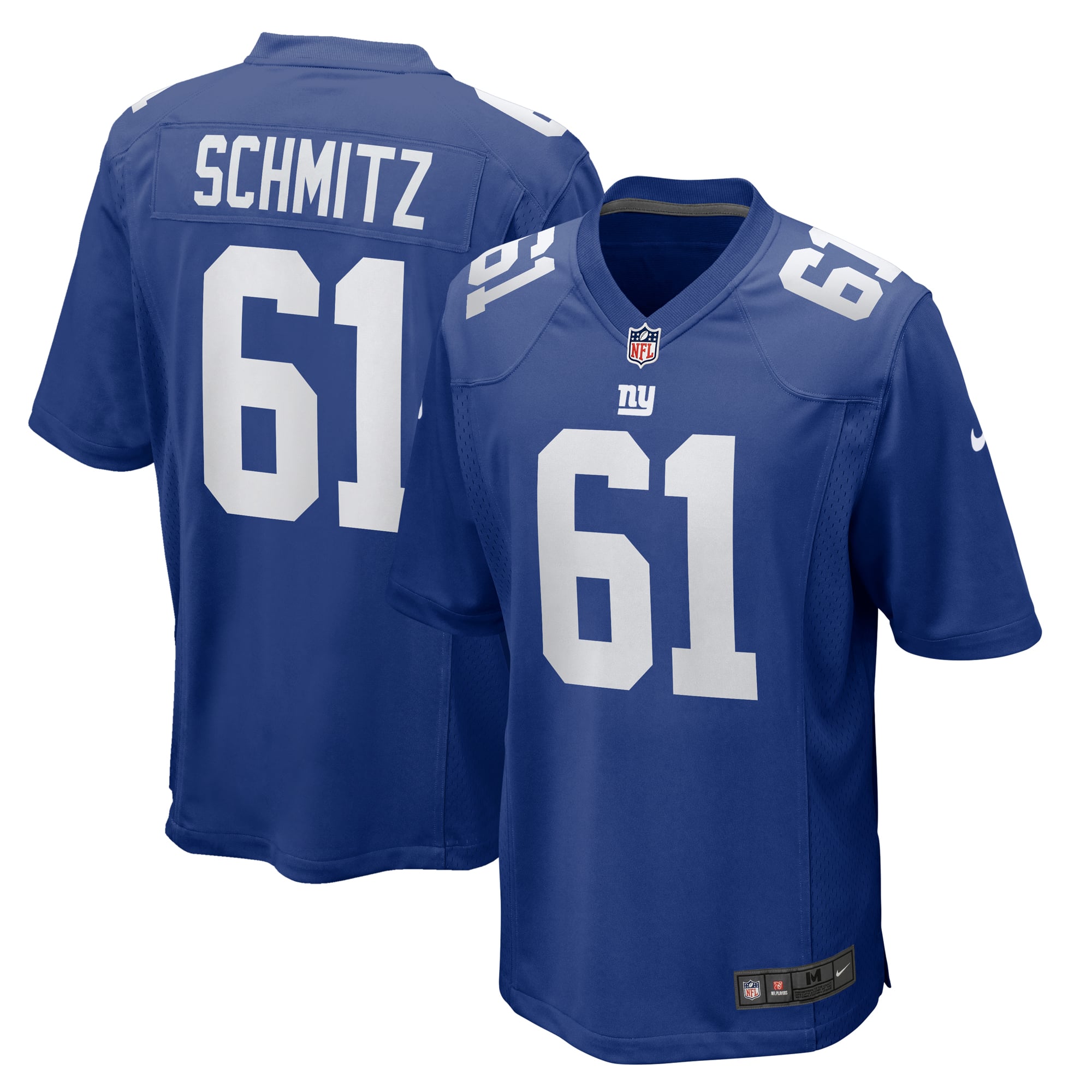 John Michael Schmitz New York Giants Game Jersey Royal NFL Football Fan Wear John Michael Schmitz