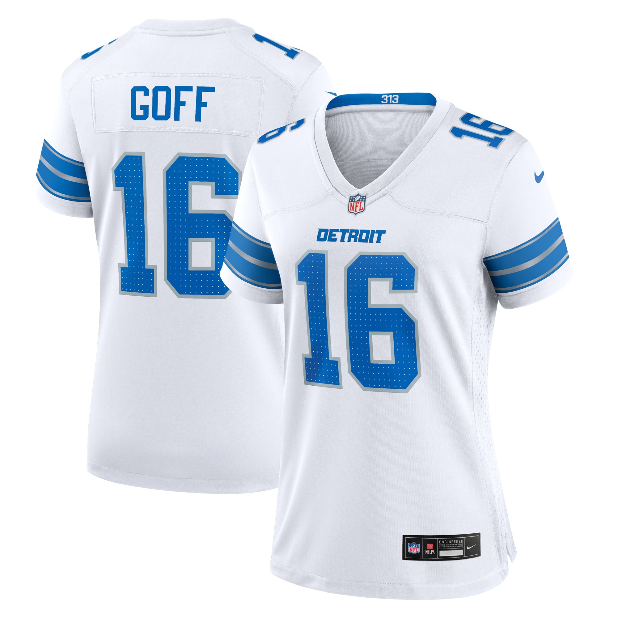 Jared Goff Detroit Lions Game Jersey White NFL Football Fan Wear Jared Goff