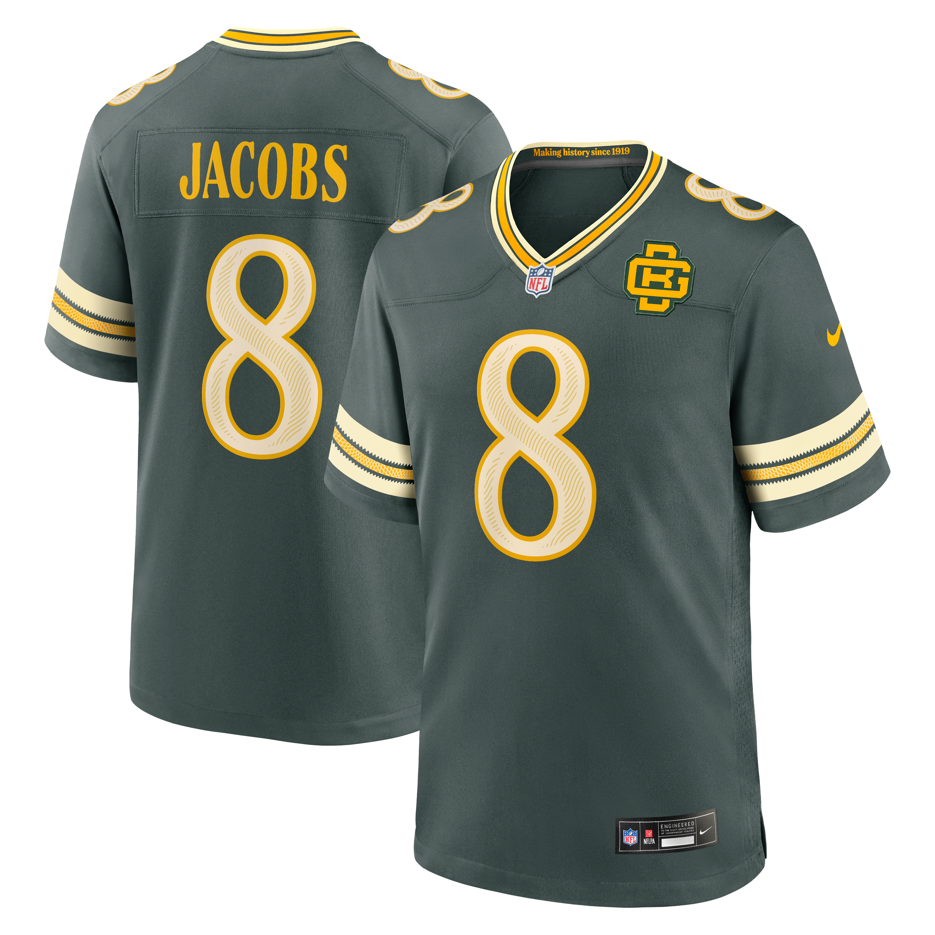 Josh Jacobs Green Bay Packers Game Jersey Green NFL Football Fan Wear