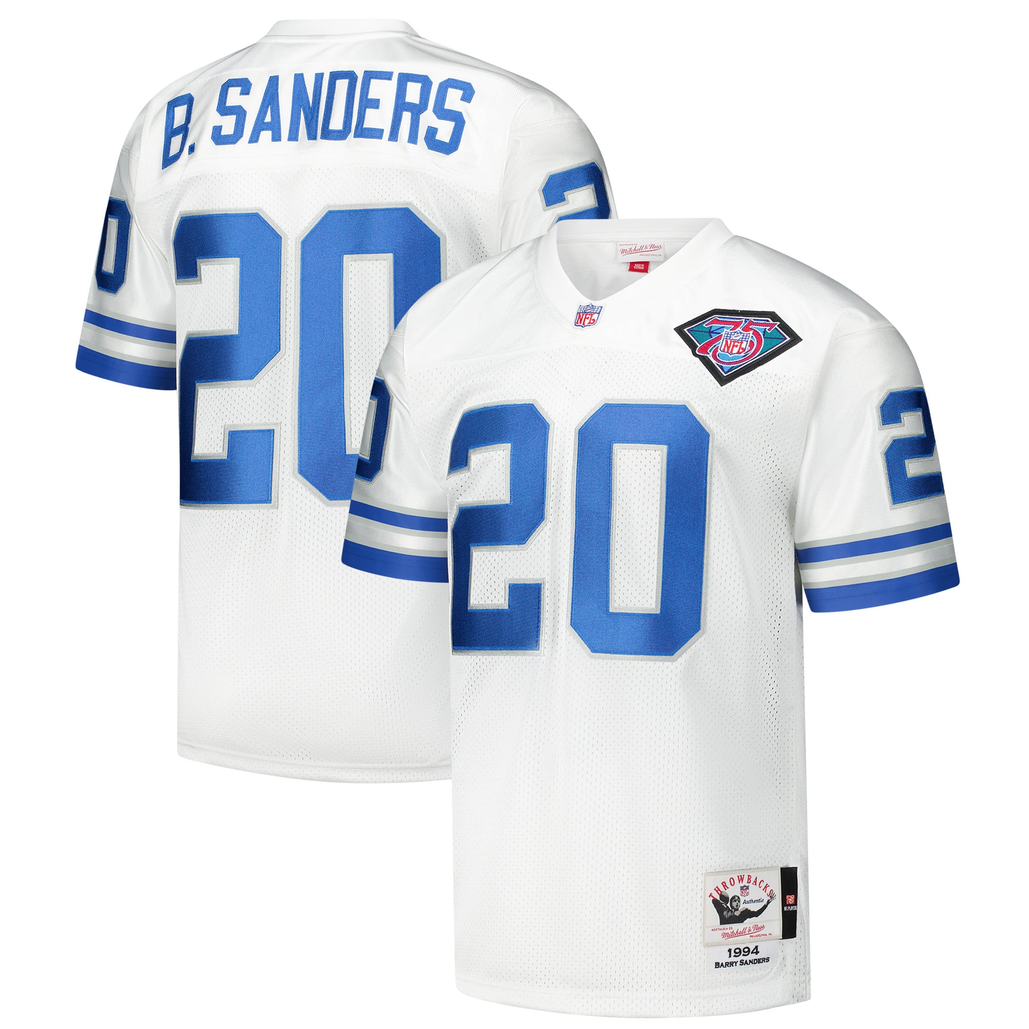 Barry Sanders Retired Detroit Lions Player Jersey White NFL Football Fan Wear