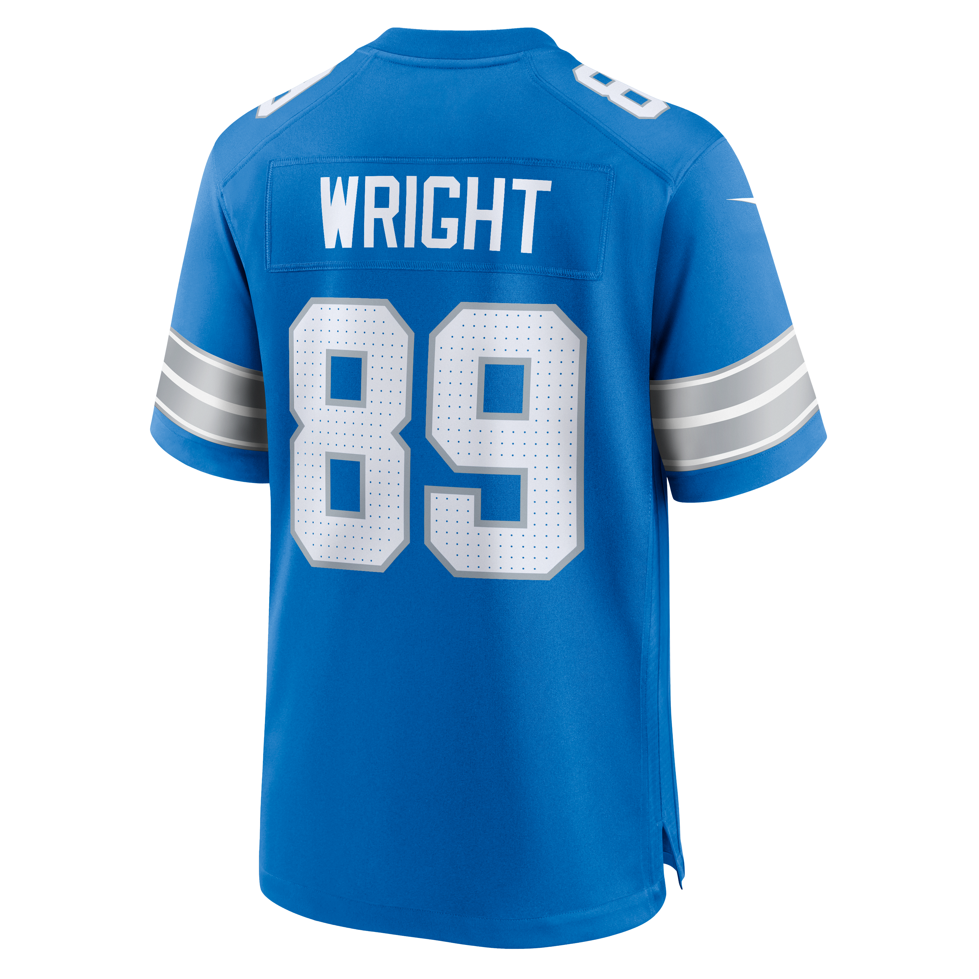 Brock Wright Detroit Lions Game Jersey Blue NFL Football Fan Wear Brock Wright