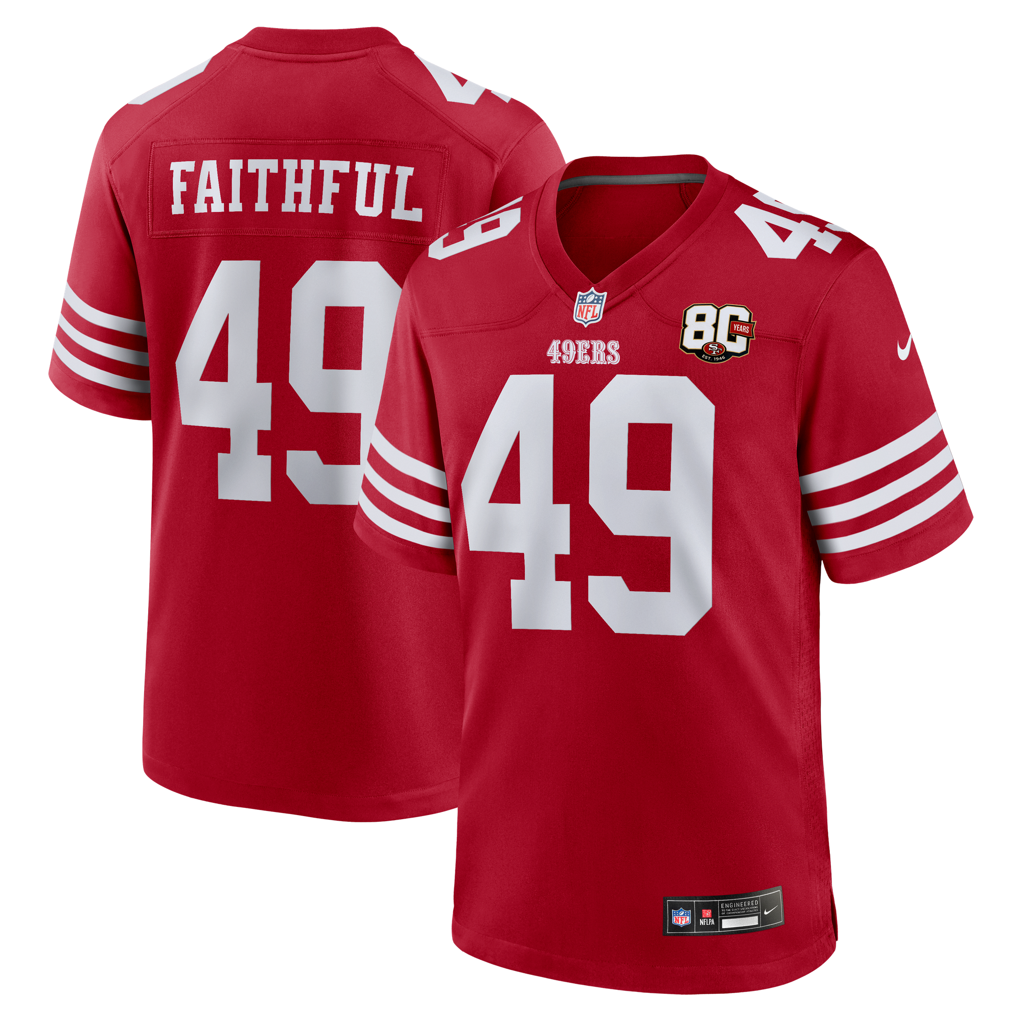 Scarlet San Francisco 49ers Game Jersey Scarlet NFL Football Fan Wear