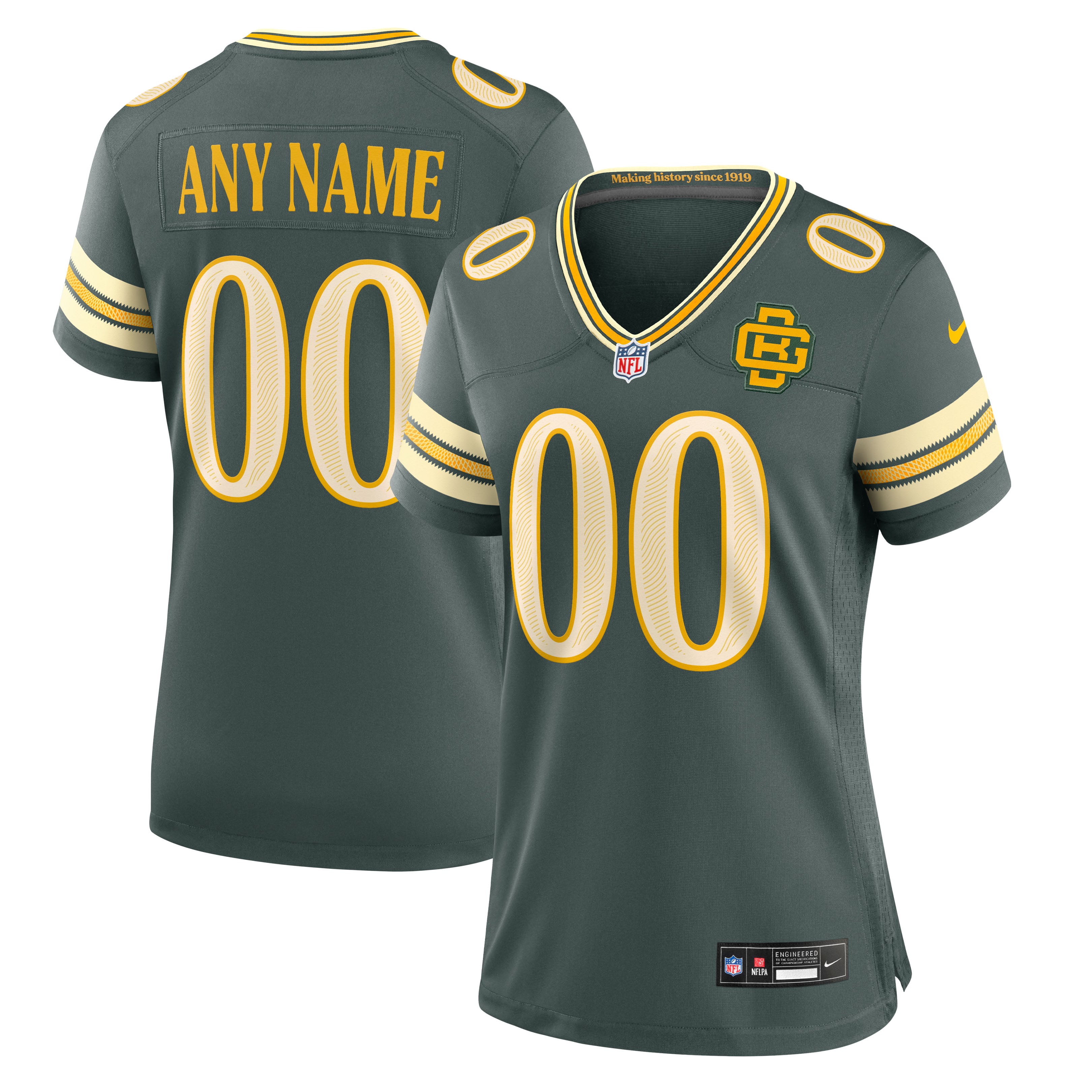 Green Bay Packers Custom Jersey Green NFL Football Fan Wear Custom Number