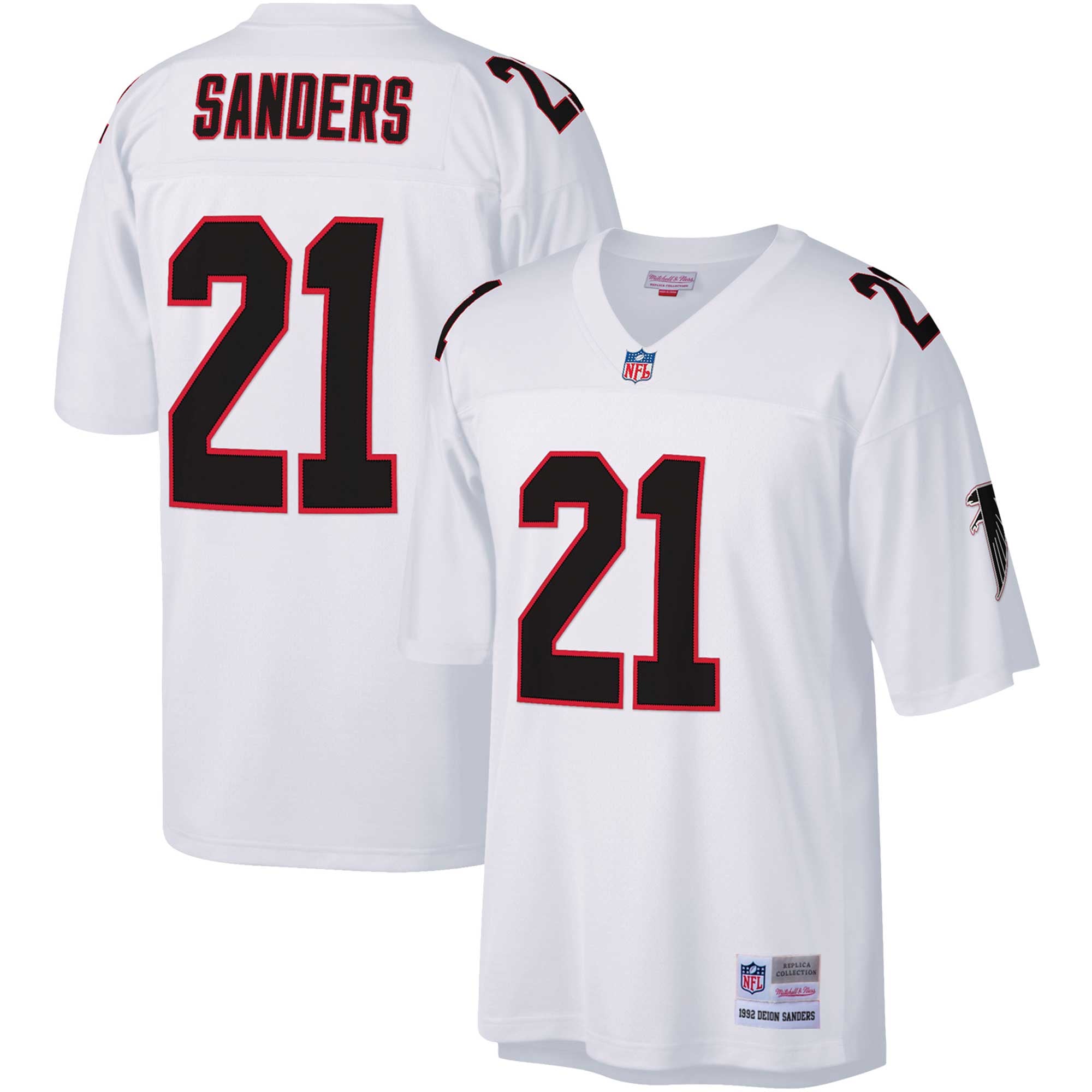 Deion Sanders Mitchell Atlanta Falcons Replica Jersey White NFL Football Fan Wear