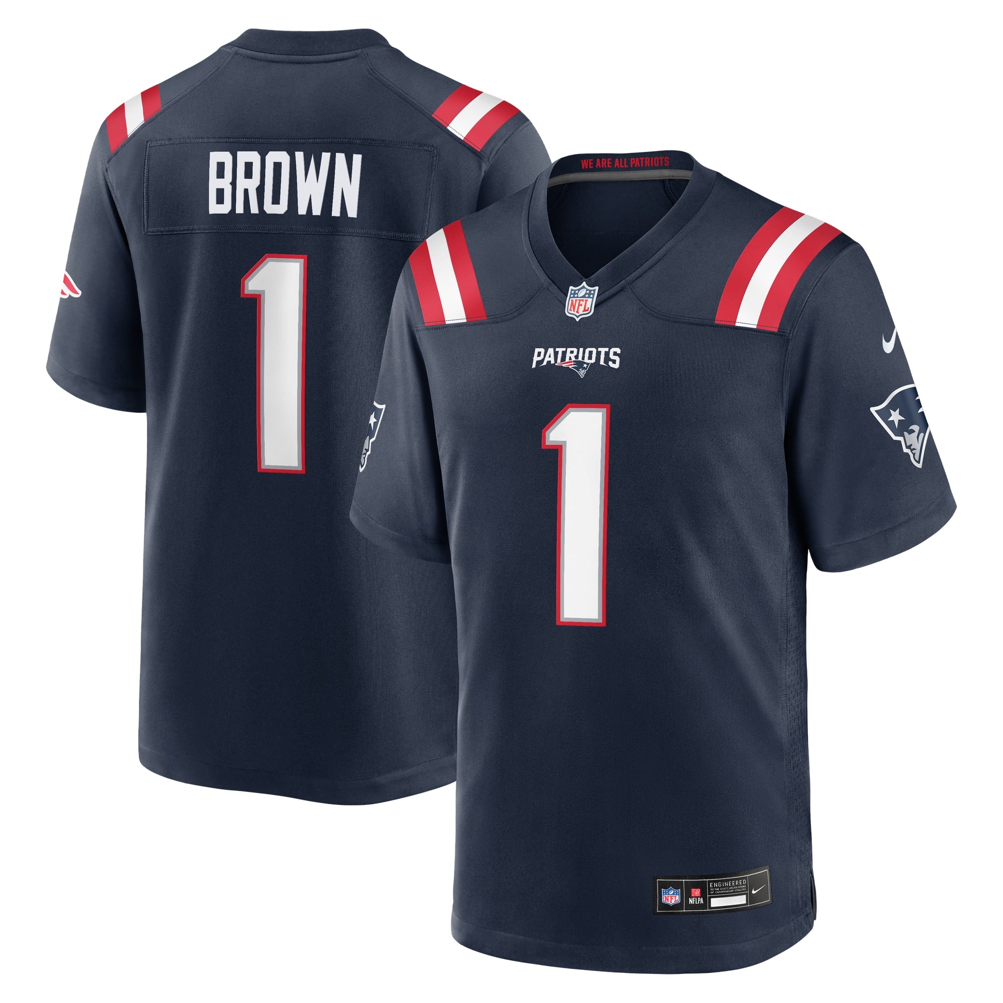 New England Patriots Game Jersey Brown NFL Football Fan Wear