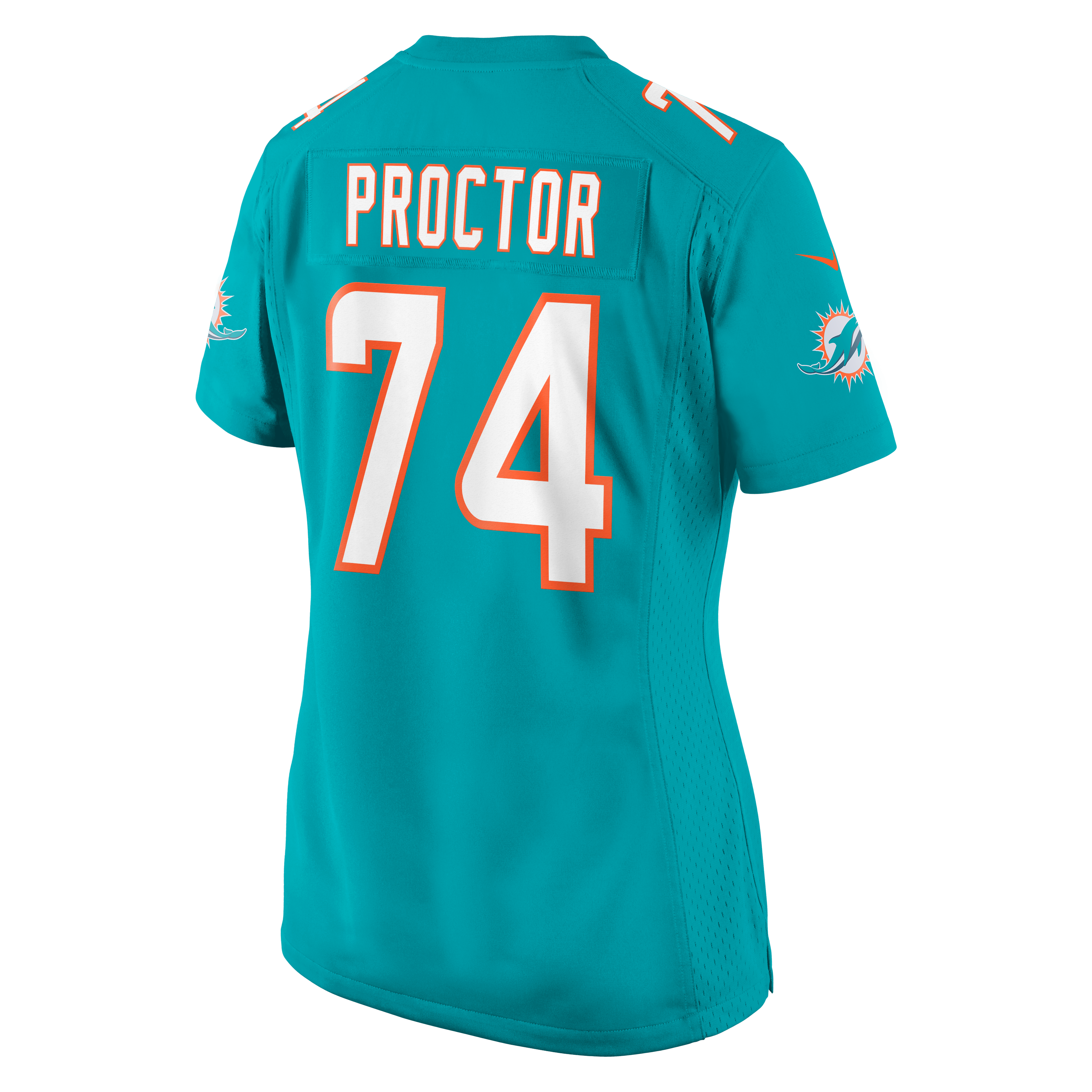 Kayden Proctor Round Miami Dolphins Game Jersey No.12 Aqua NFL Football Fan Wear