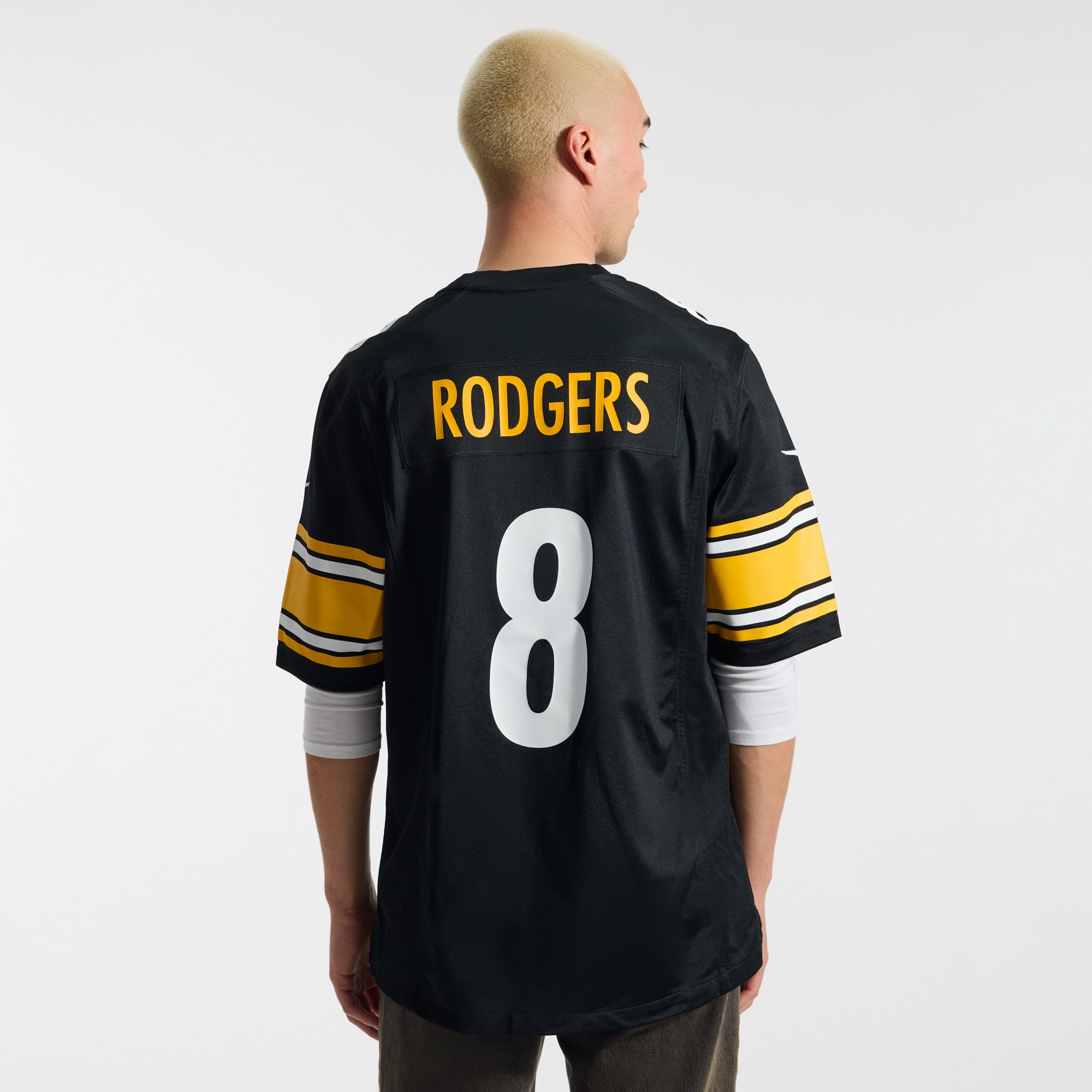 Aaron Rodgers Pittsburgh Steelers Game Jersey Black NFL Football Fan Wear Aaron Rodgers