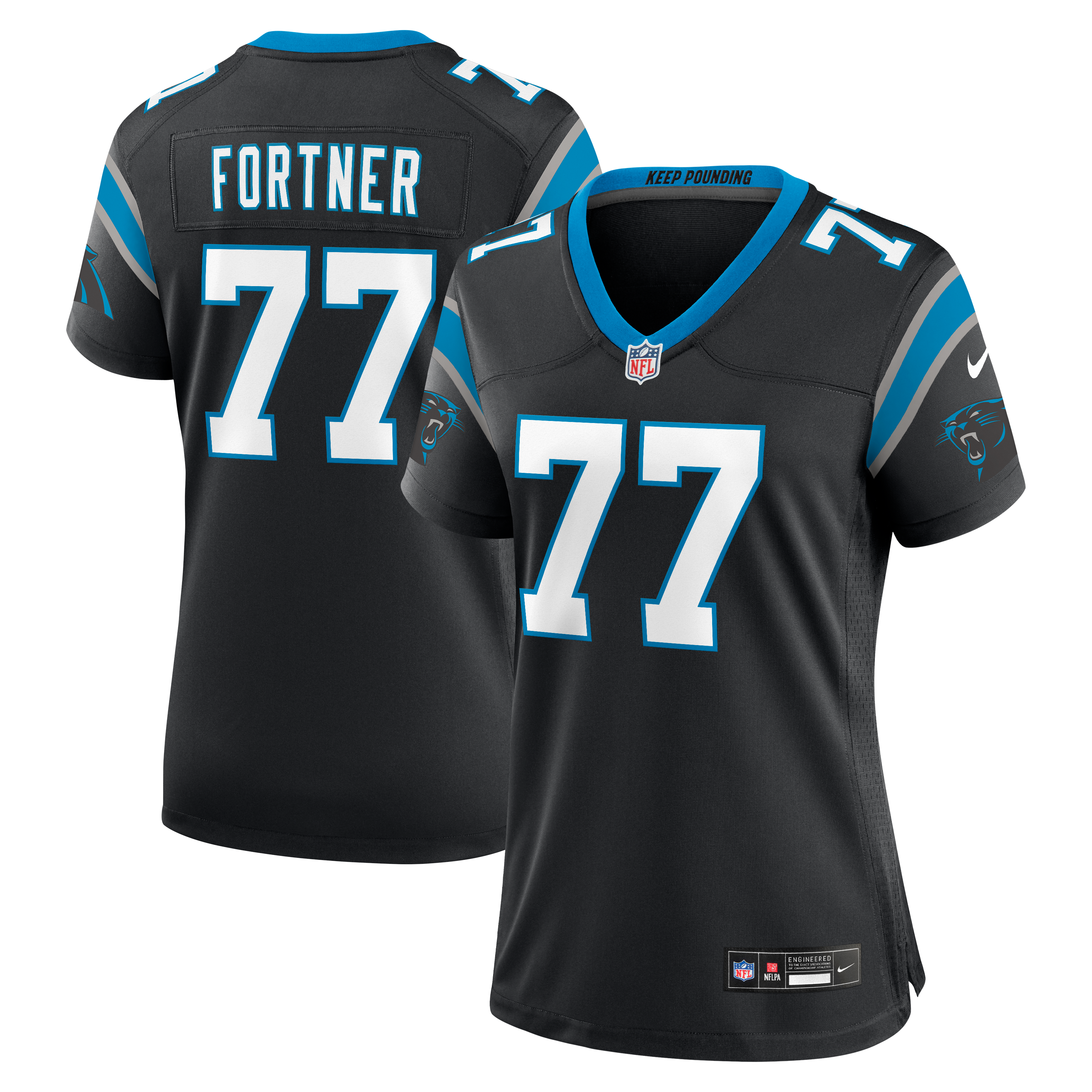 Luke Fortner Carolina Panthers Game Jersey Black NFL Football Fan Wear Luke Fortner