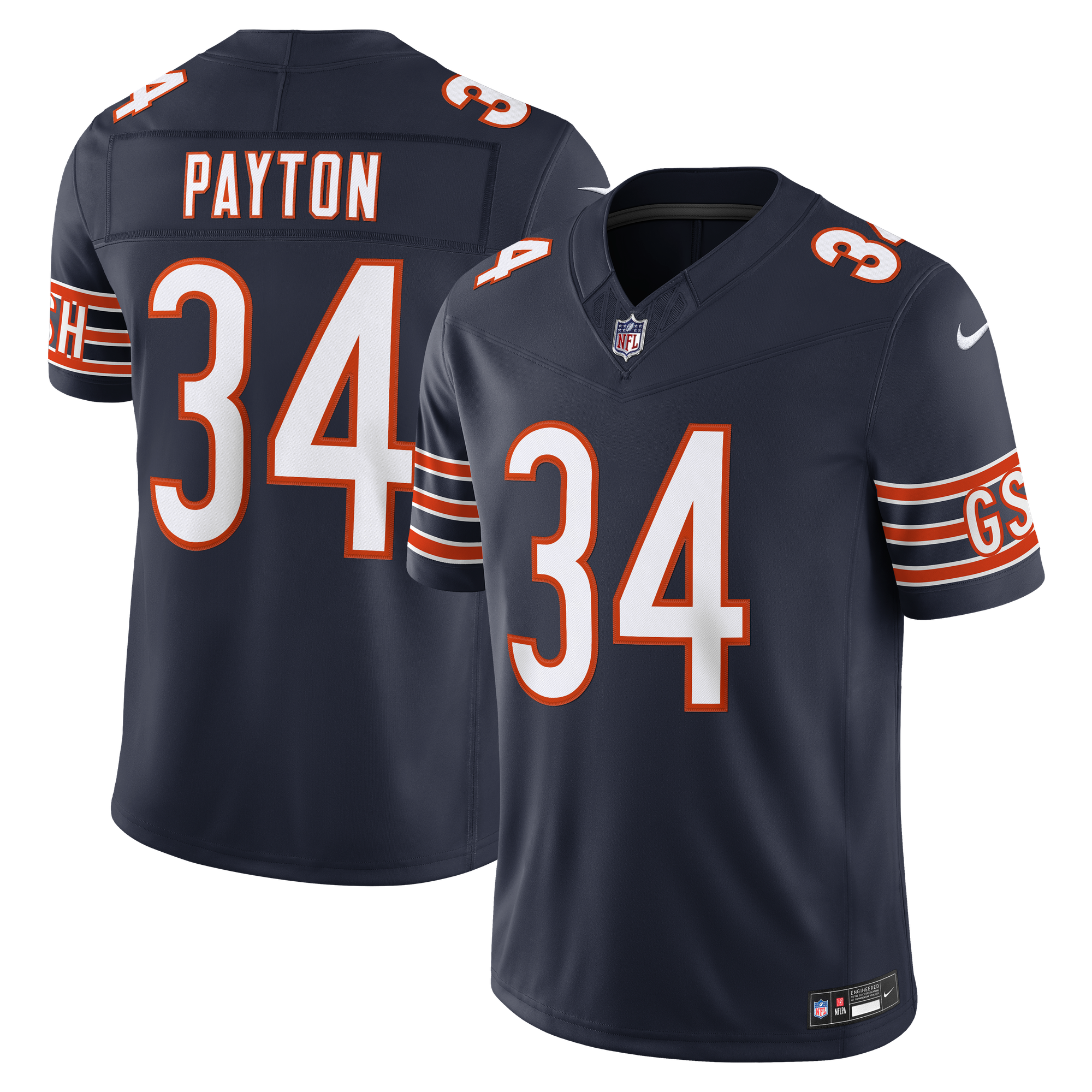 Retired Walter Payton Chicago Bears Player Jersey Navy NFL Football Fan Wear