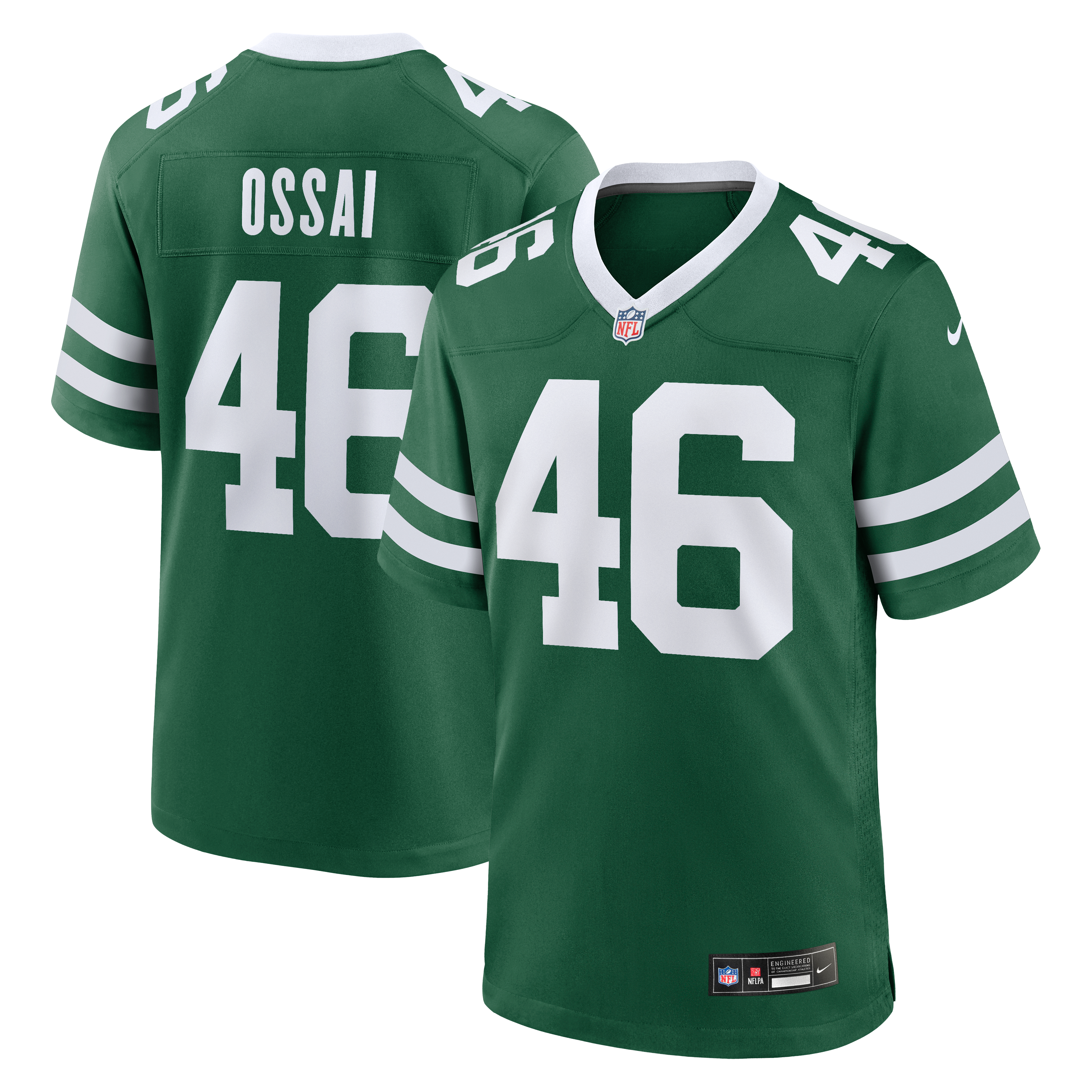 Joseph Ossai New York Jets Game Jersey Green NFL Football Fan Wear Joseph Ossai