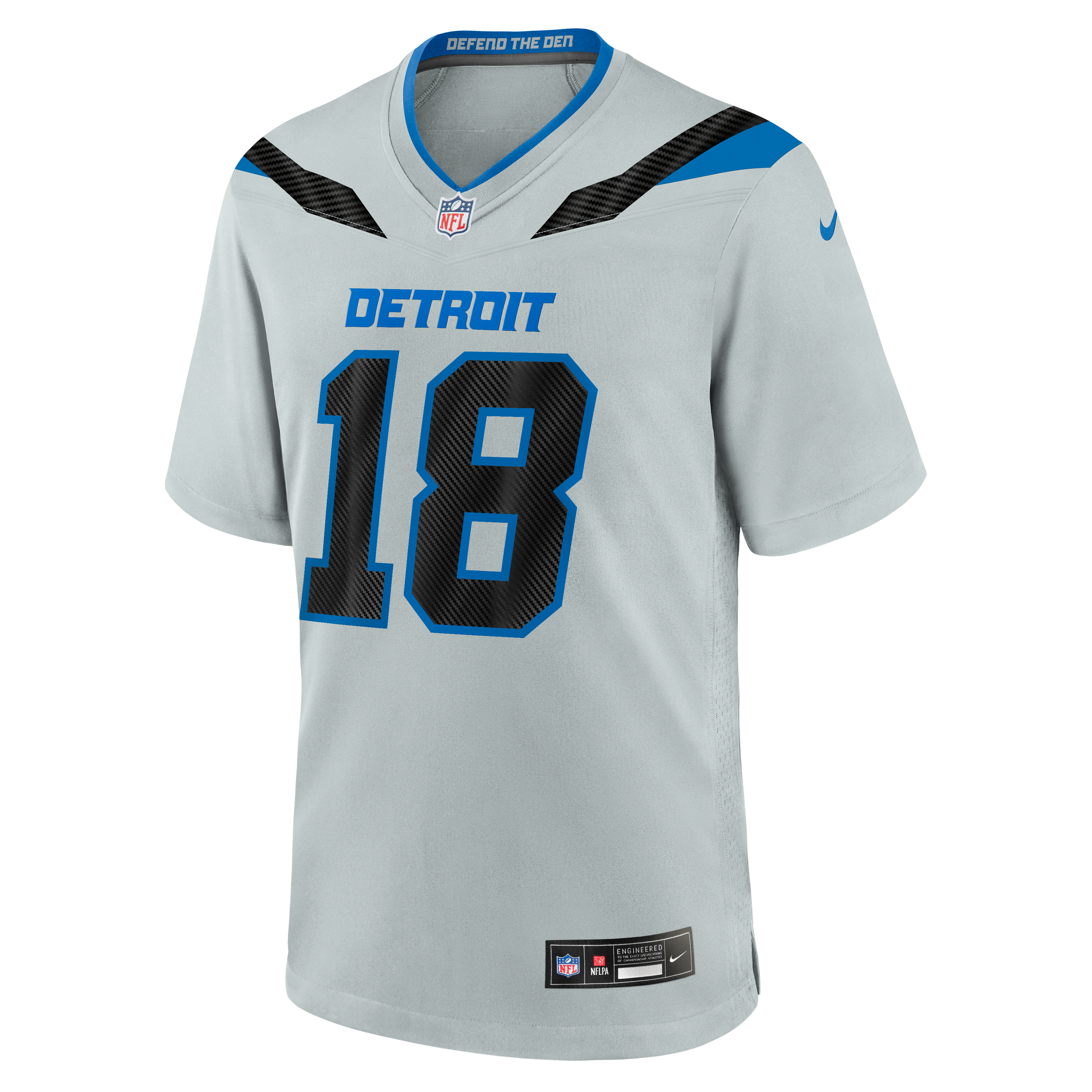 Isaac TeSlaa Detroit Lions Game Jersey Silver NFL Football Fan Wear Isaac TeSlaa