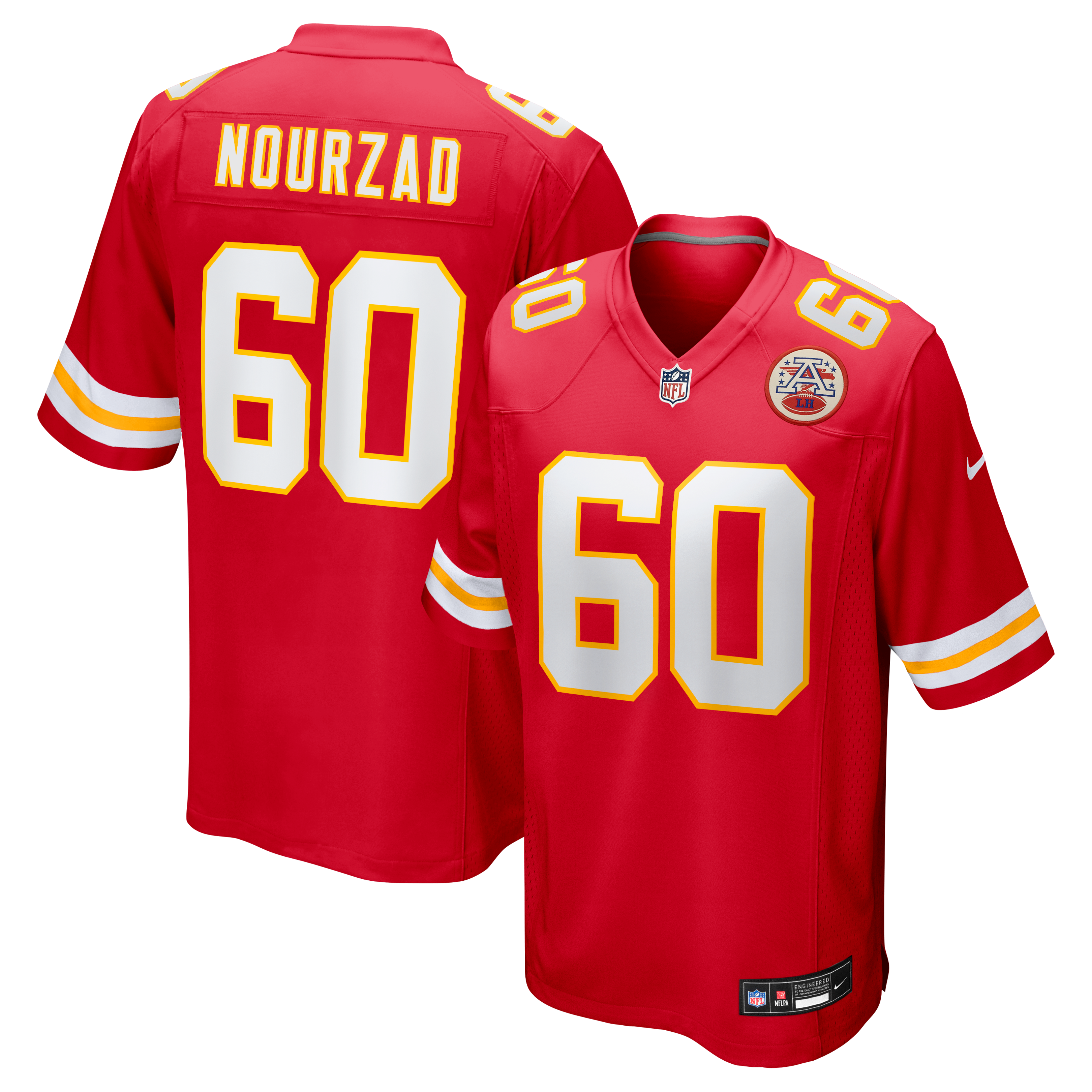 Hunter Nourzad Kansas City Chiefs Game Jersey Red NFL Football Fan Wear Hunter Nourzad