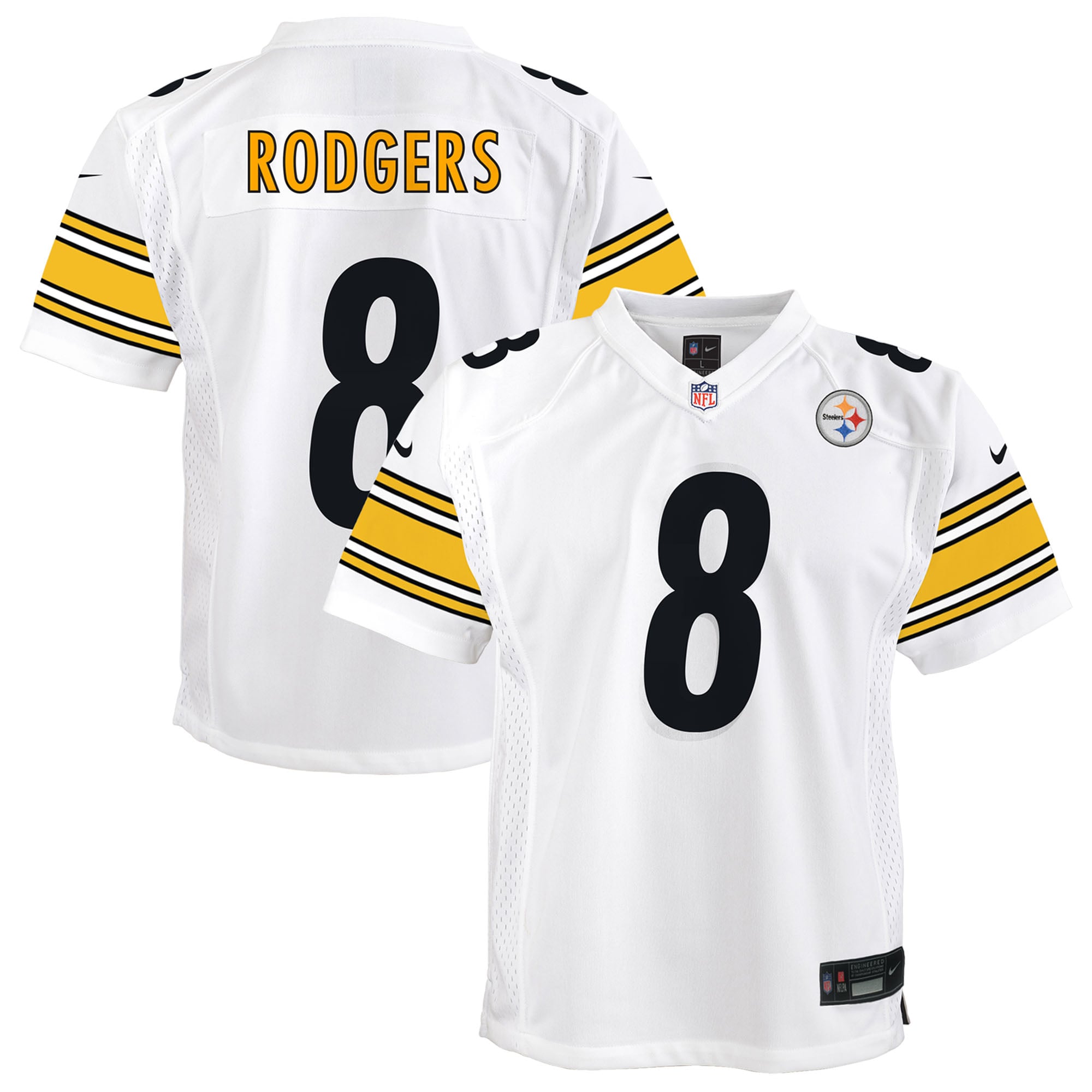 Aaron Rodgers Pittsburgh Steelers Game Jersey White NFL Football Fan Wear Aaron Rodgers