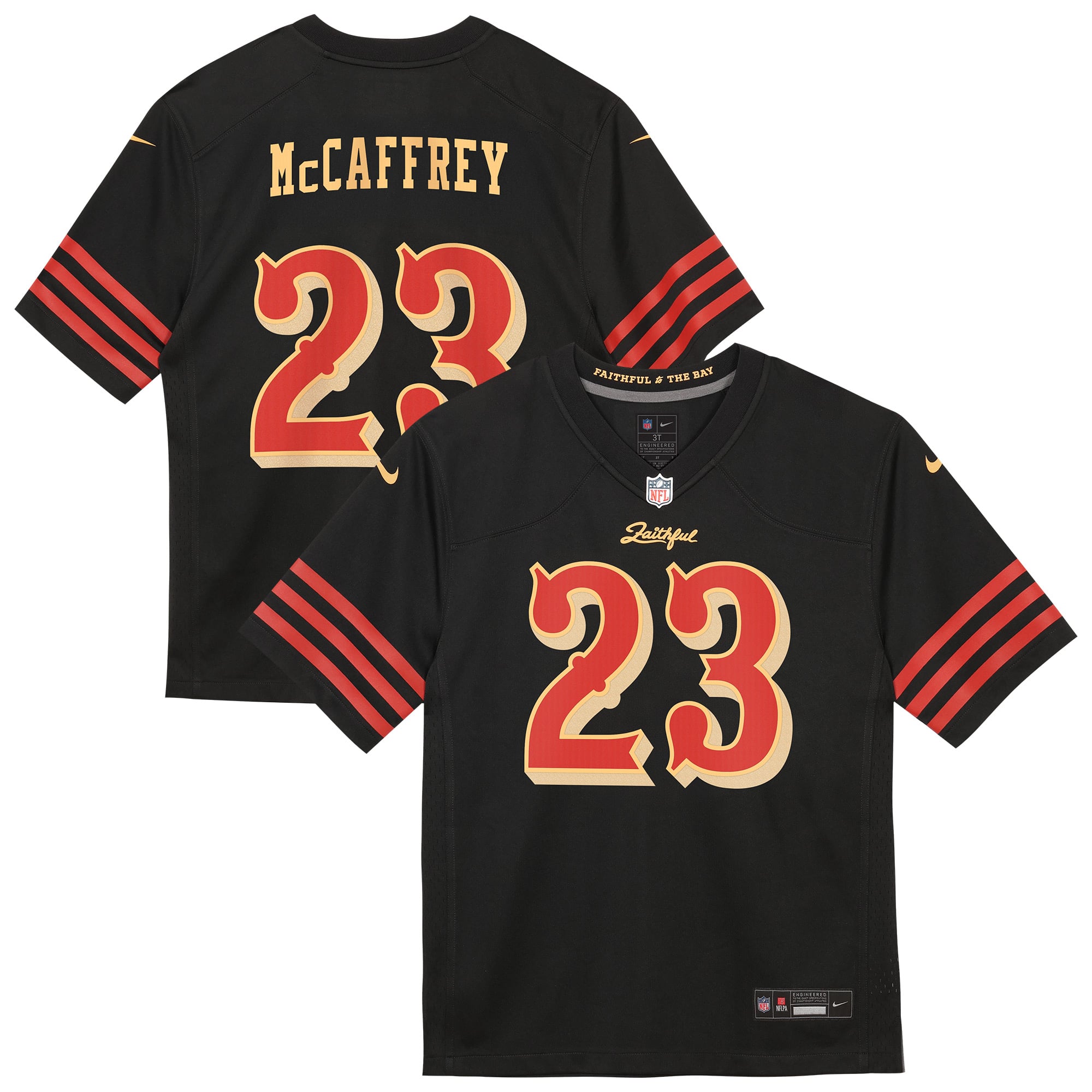 Christian McCaffrey San Francisco 49ers Game Jersey Black NFL Football Fan Wear