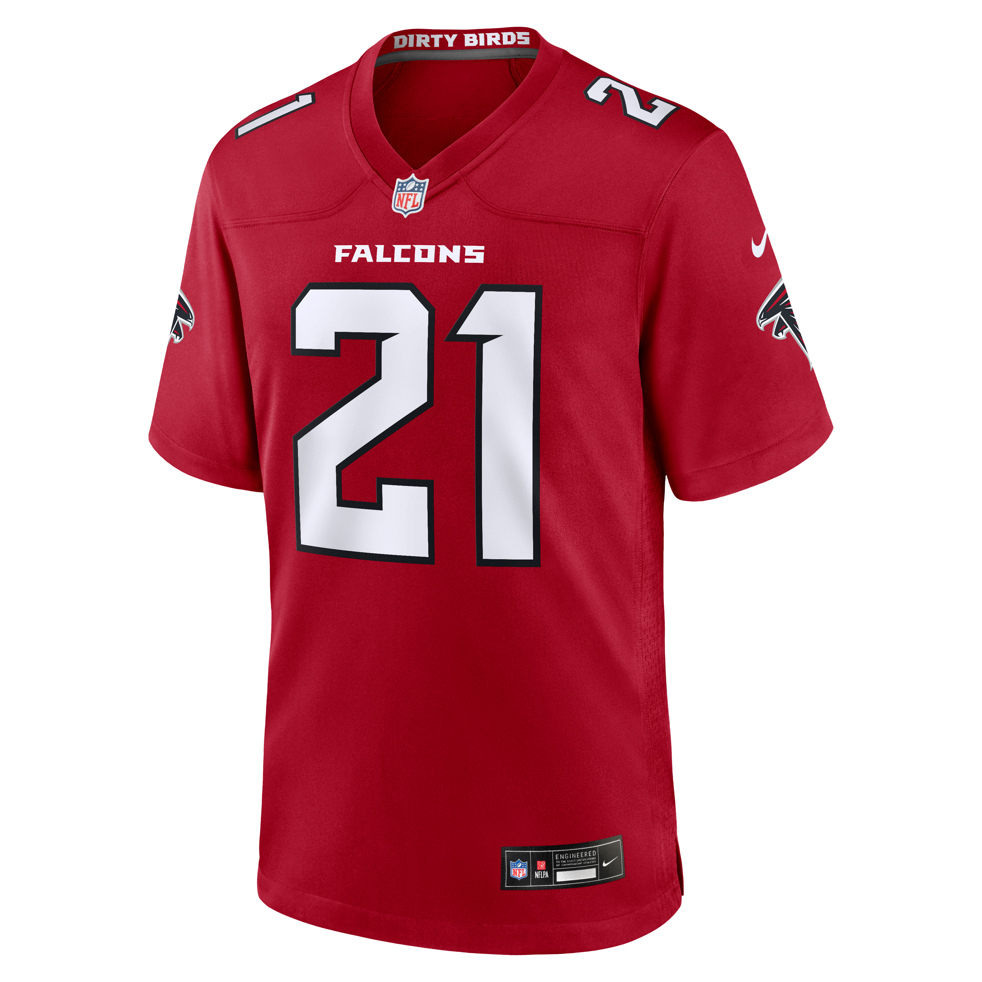 Deion Sanders Retired Atlanta Falcons Game Jersey Red NFL Football Fan Wear Deion Sanders Retired